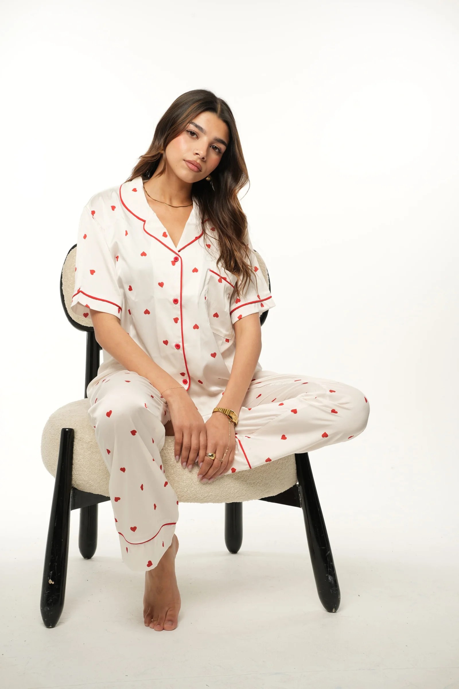 White Mini hearts pyjama