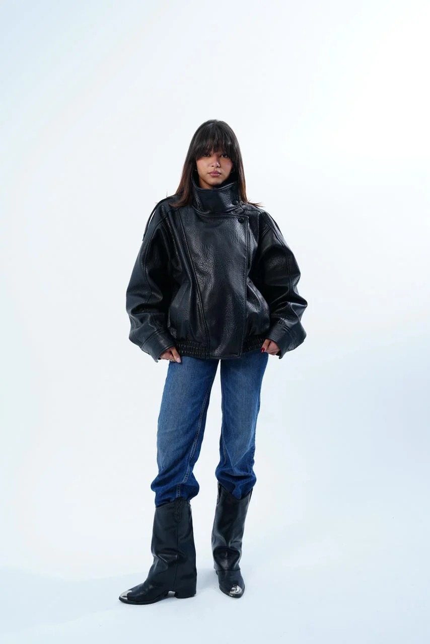 THE LEATHER HIGH NECK JACKET — view 6