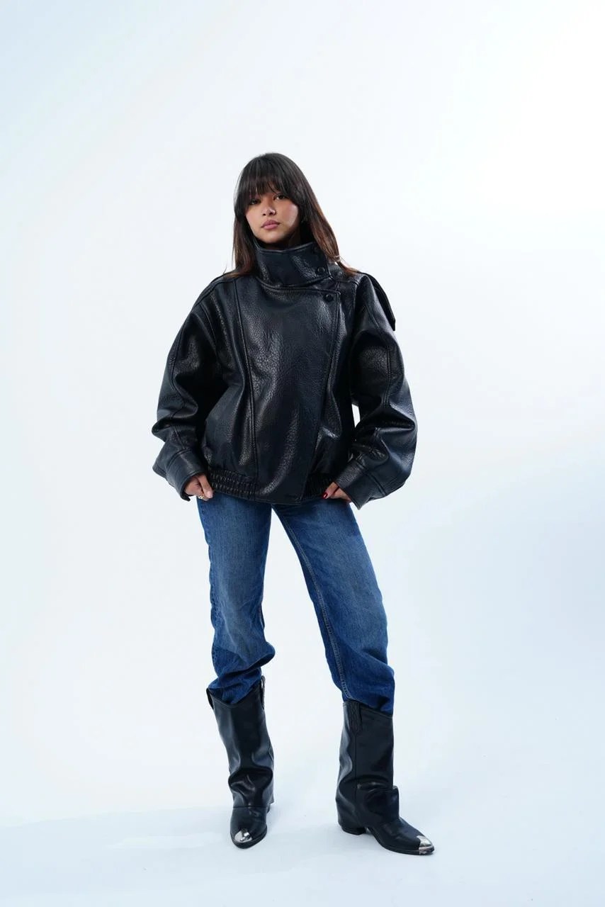 THE LEATHER HIGH NECK JACKET — view 7