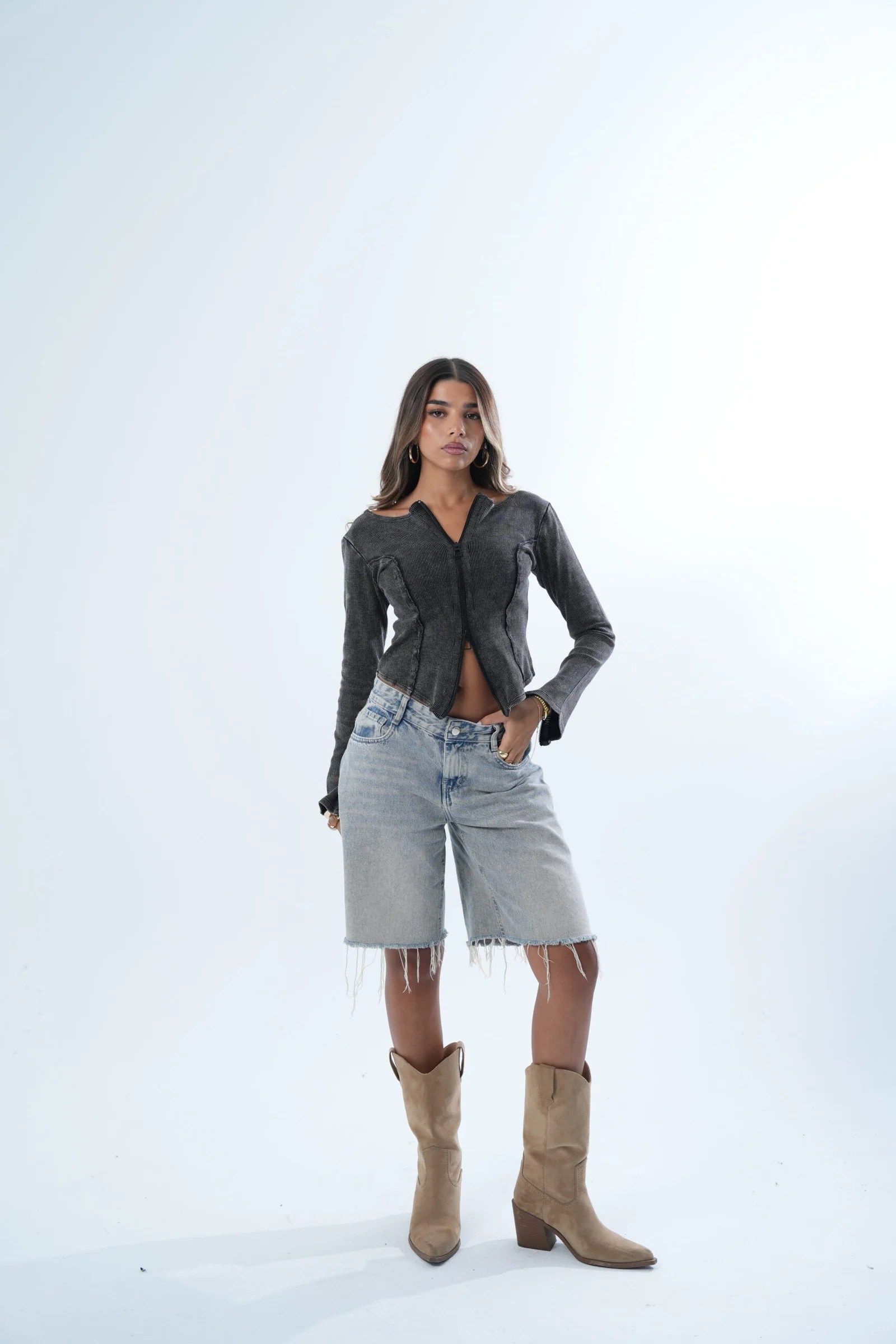 Stone Double Zipper