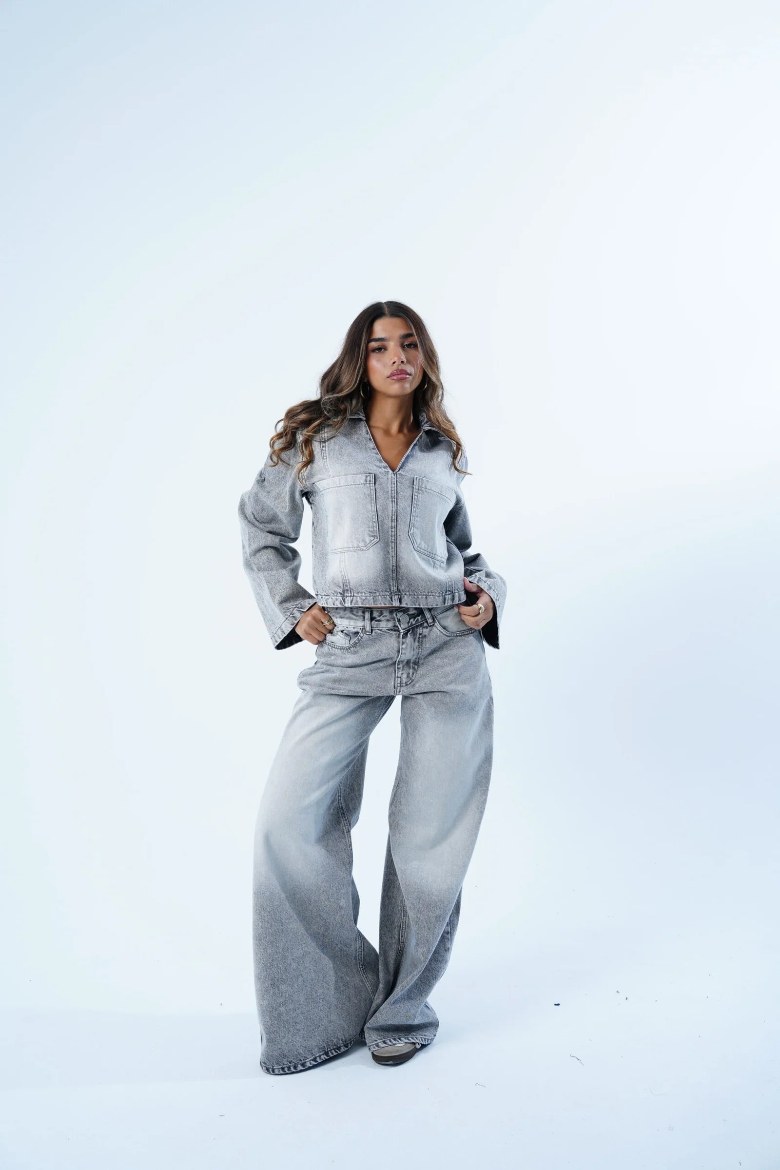 Grey cropped FOLDED Jacket — view 3