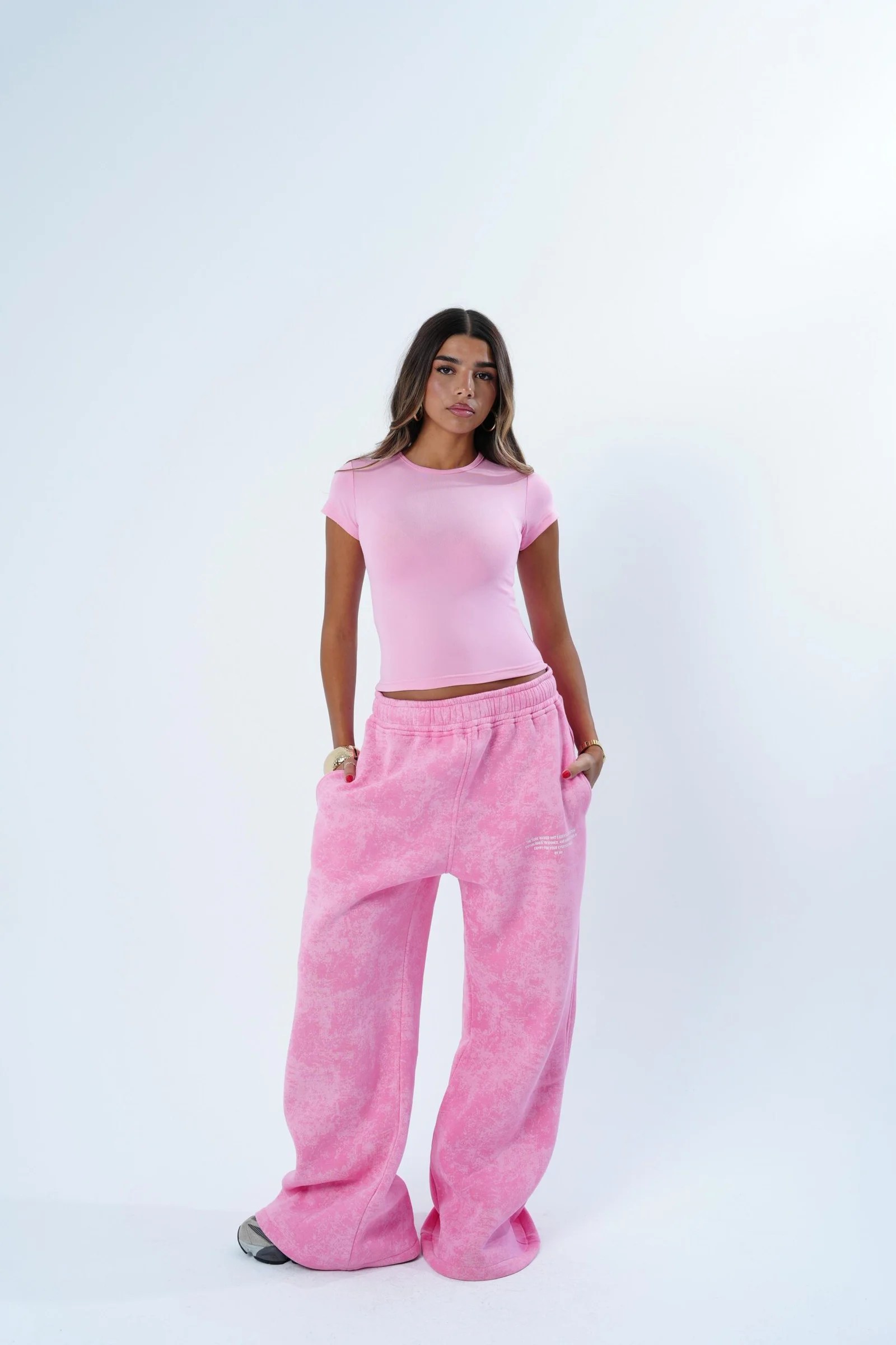 Pink cotton candy washed sweats — view 4