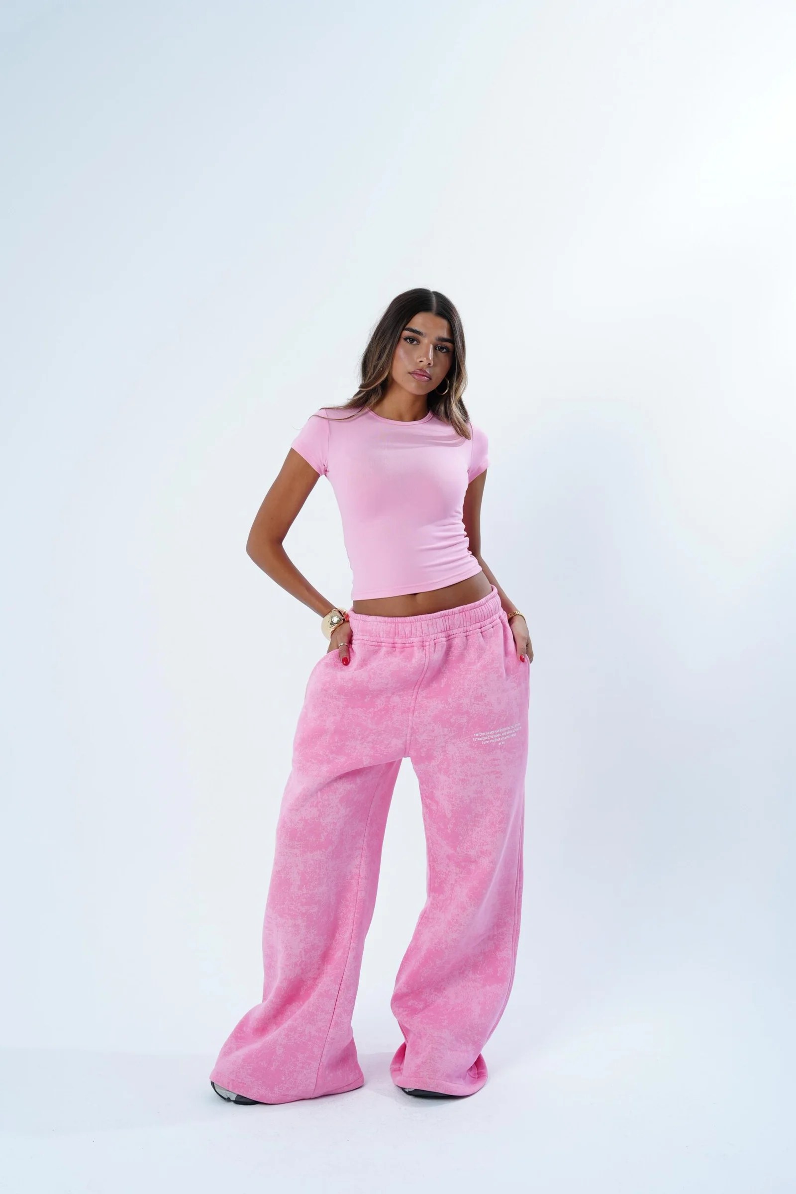 Pink cotton candy washed sweats — view 6