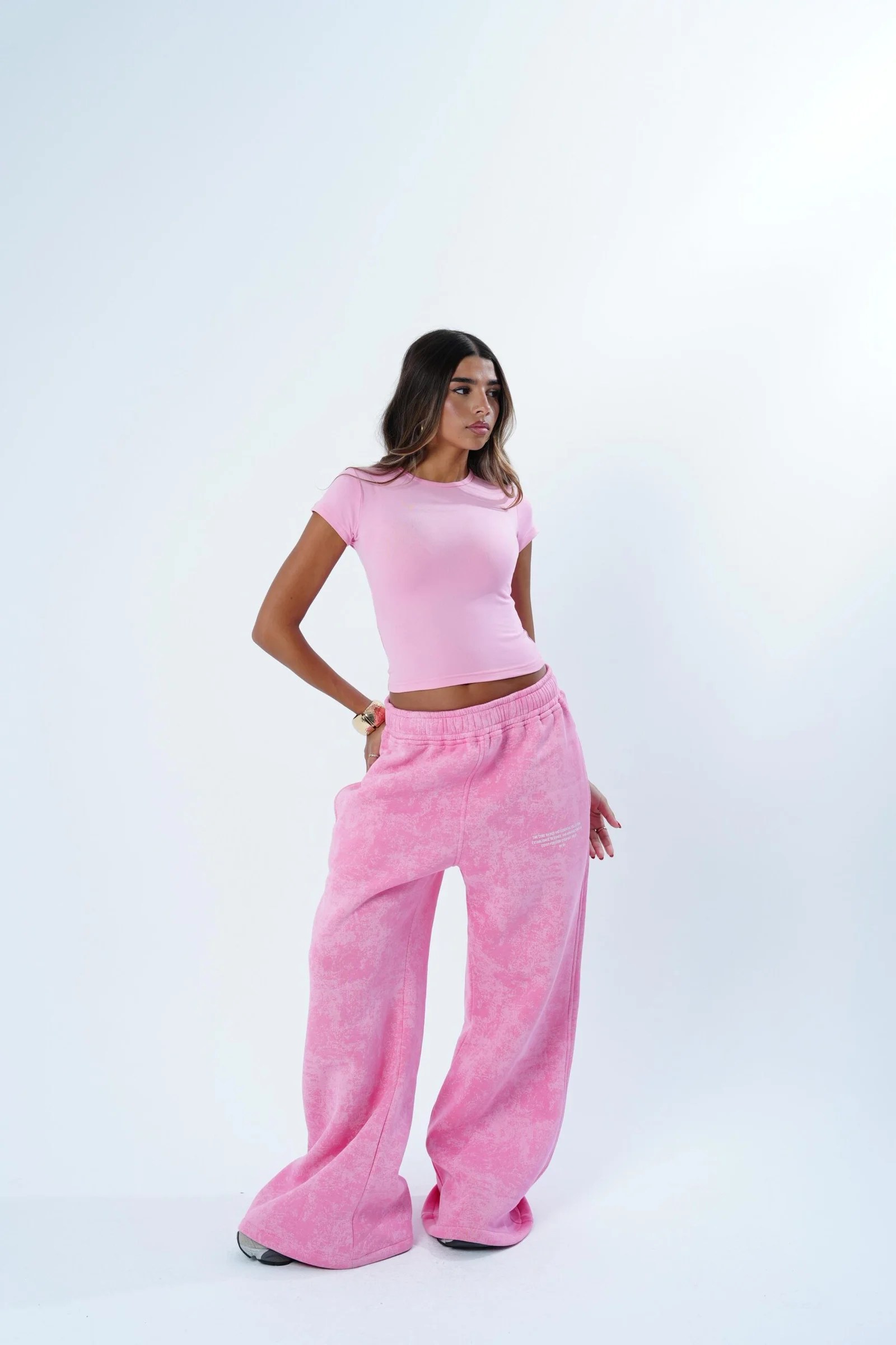 Pink cotton candy washed sweats — view 7