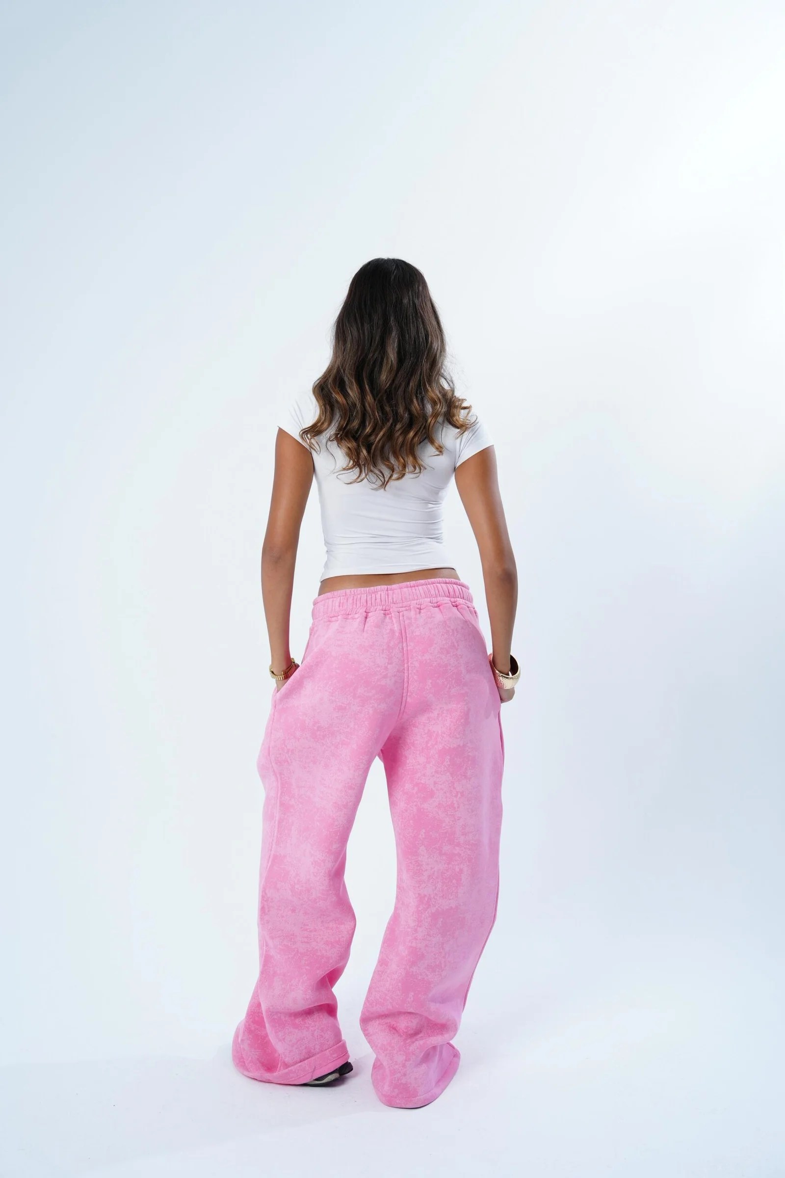 Pink cotton candy washed sweats — view 3