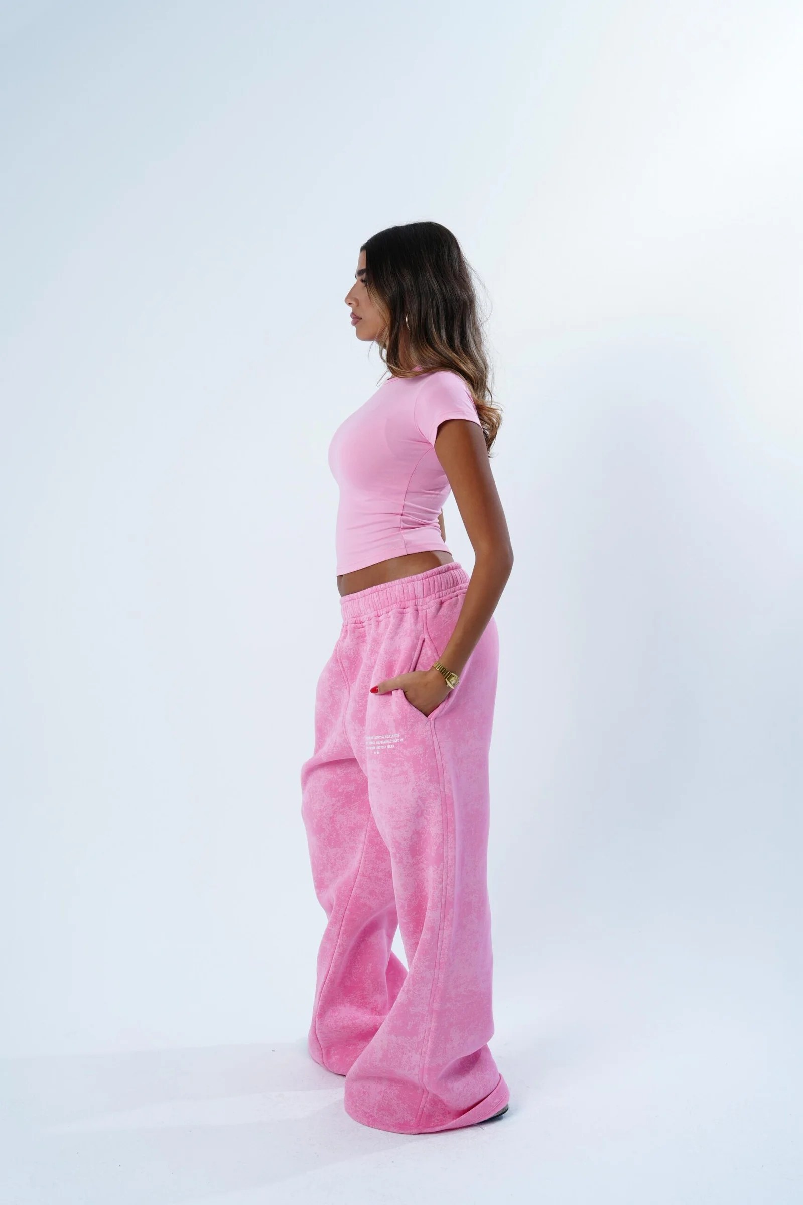 Pink cotton candy washed sweats — view 5