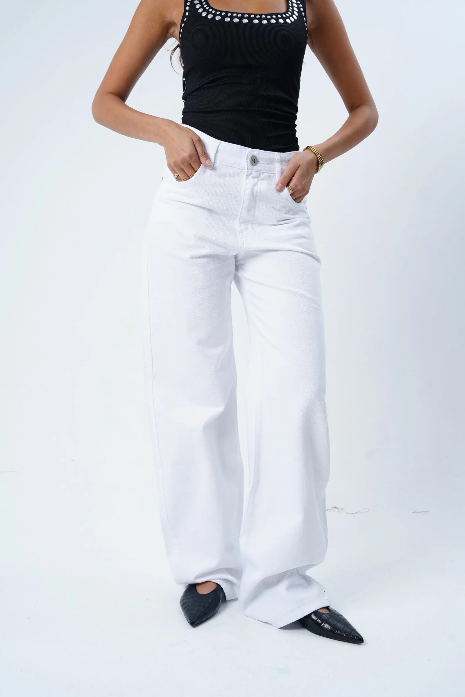 THE WHITE WIDE LEG DENIM — view 5