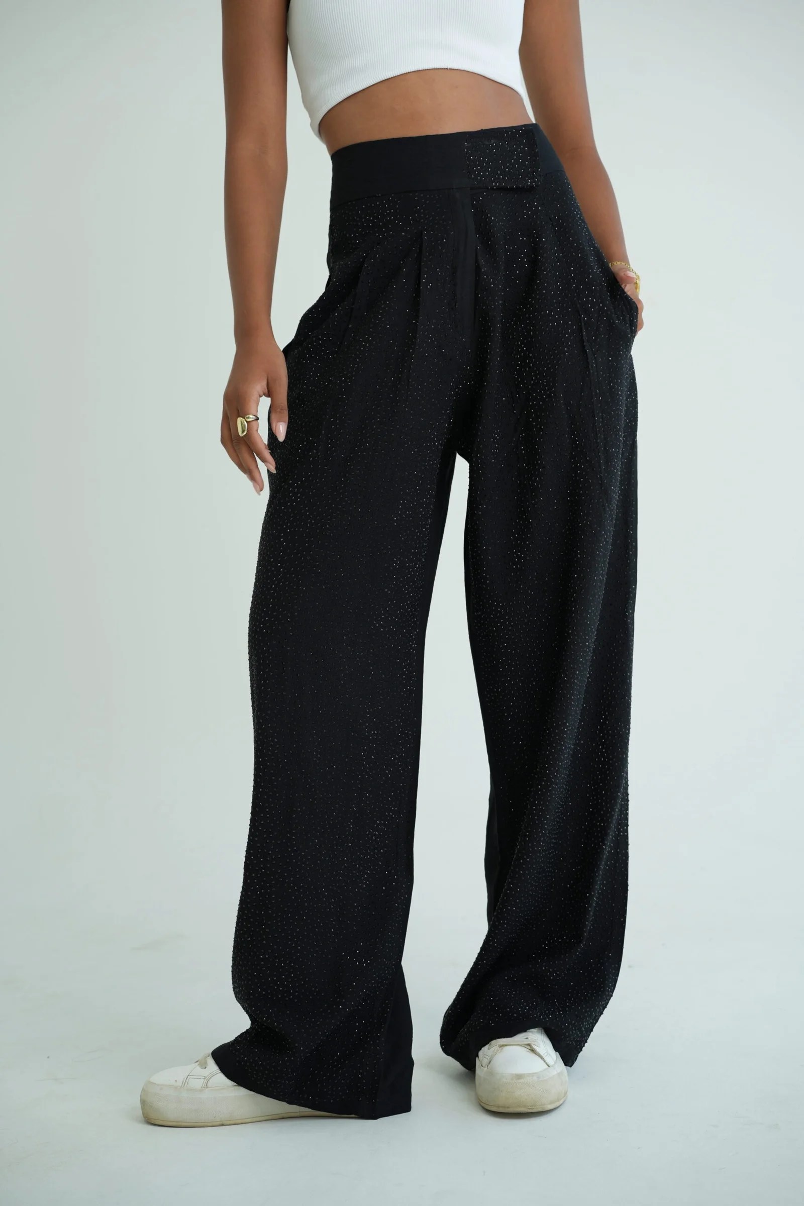 BLACK EXTRA SPARKLE TAILORED PANTS — view 5