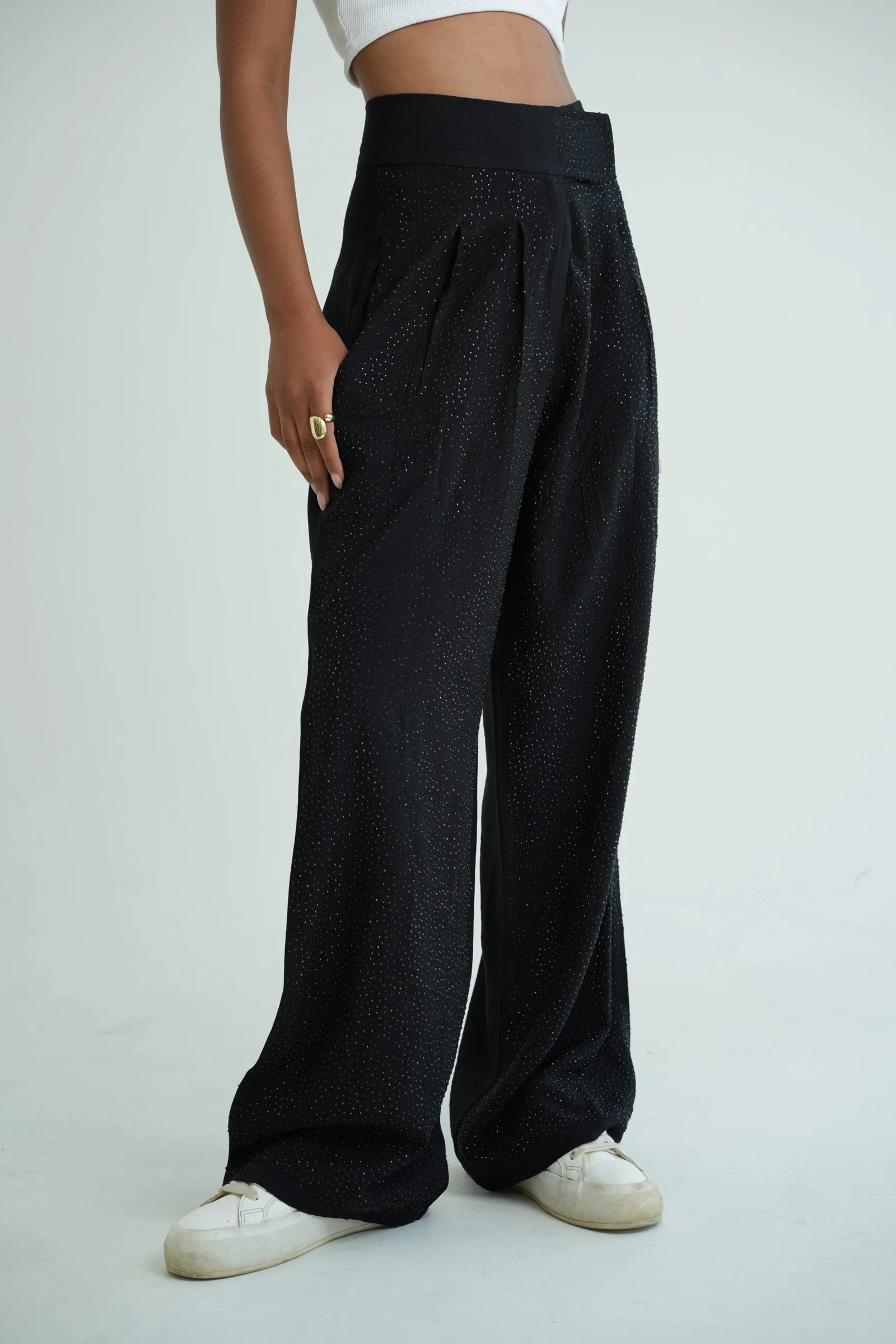 BLACK EXTRA SPARKLE TAILORED PANTS — view 3