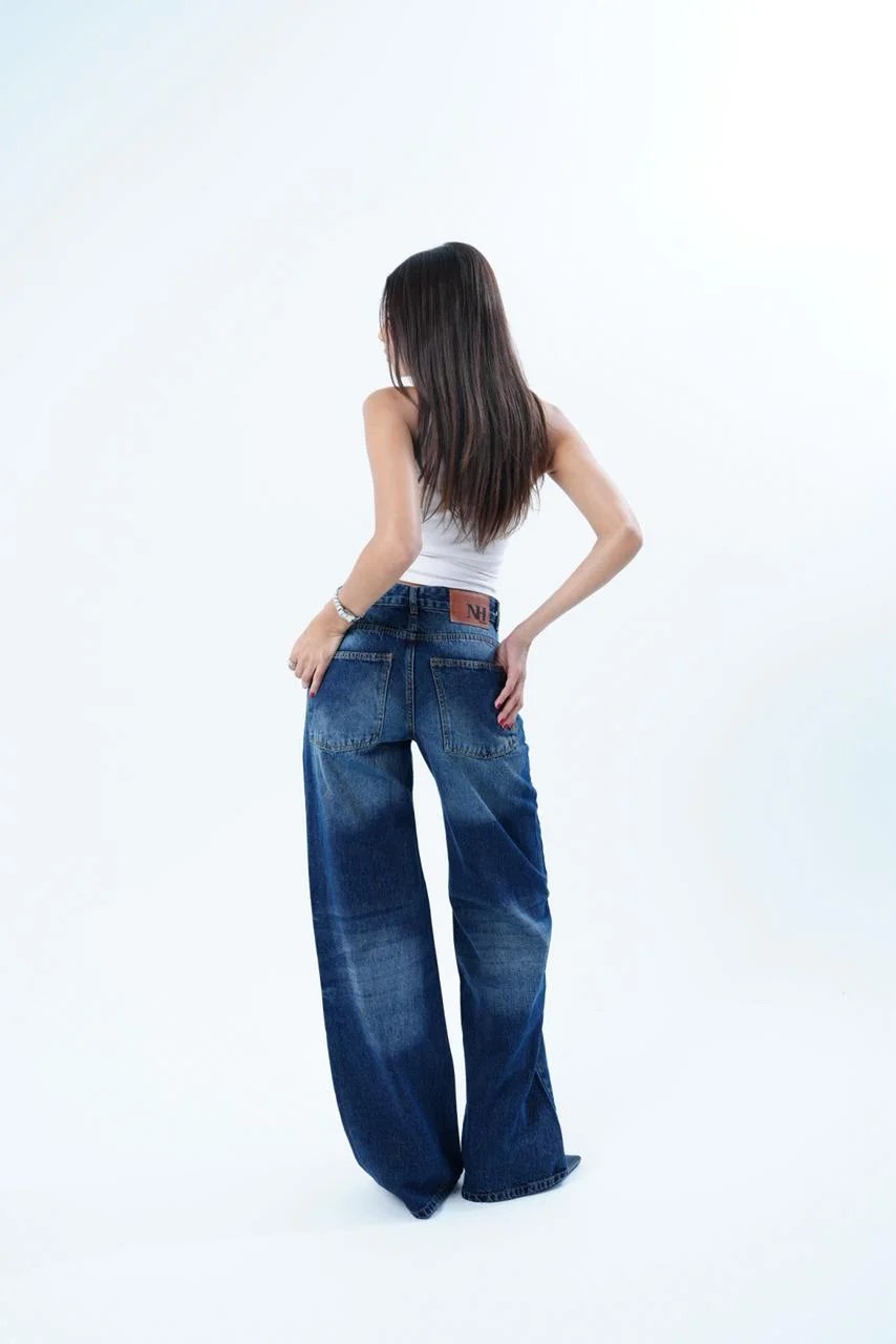 Dark Blue WIDE LEG LONG FIT DENIM — view 4