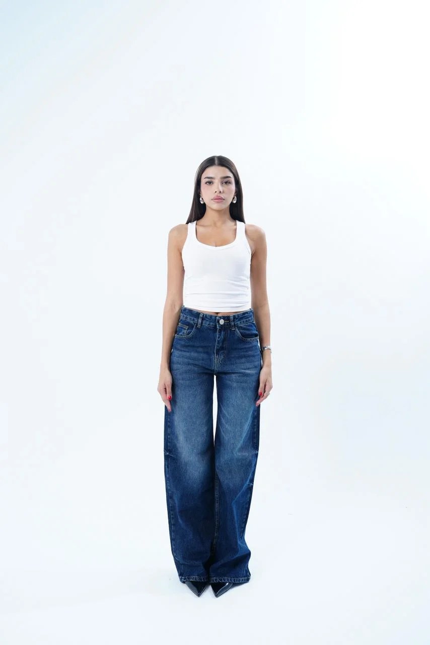 Dark Blue WIDE LEG LONG FIT DENIM — view 3