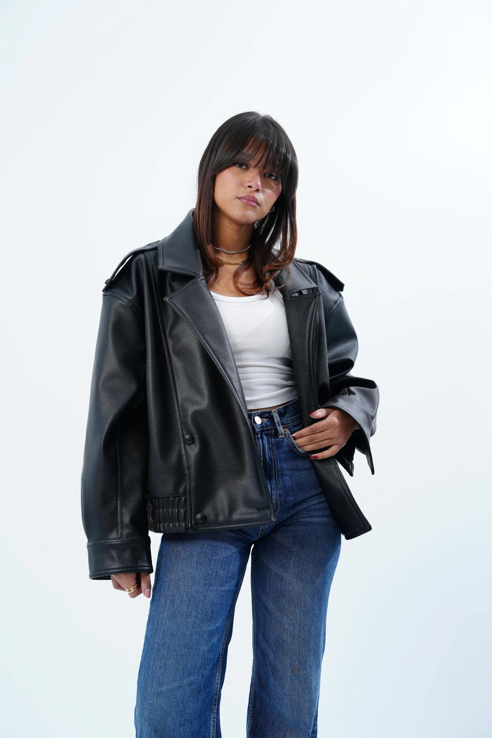 BASIC LEATHER JACKET — view 3