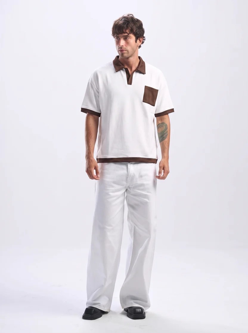 White contrast polo — view 3