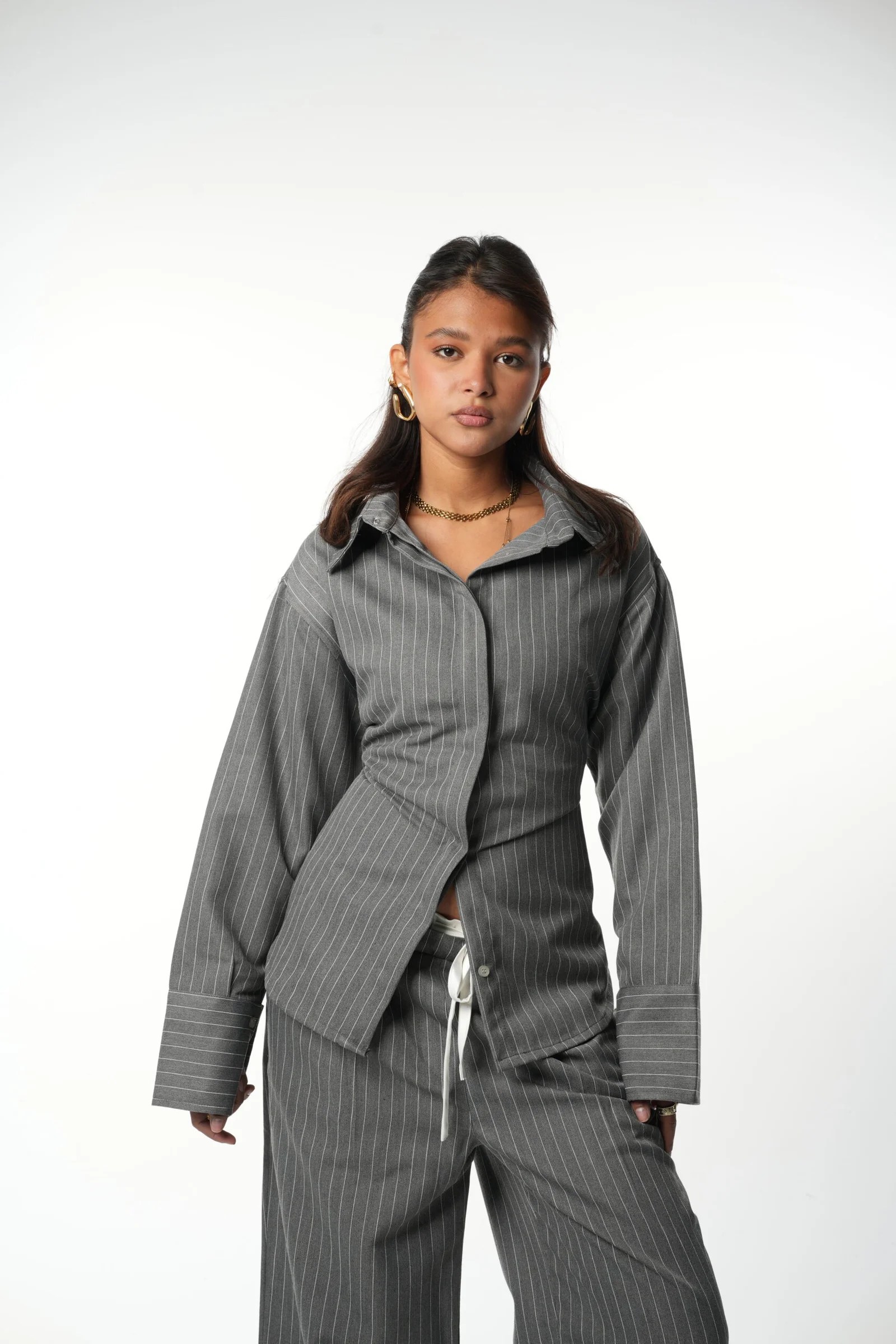 Stripped waisted chemise — view 4