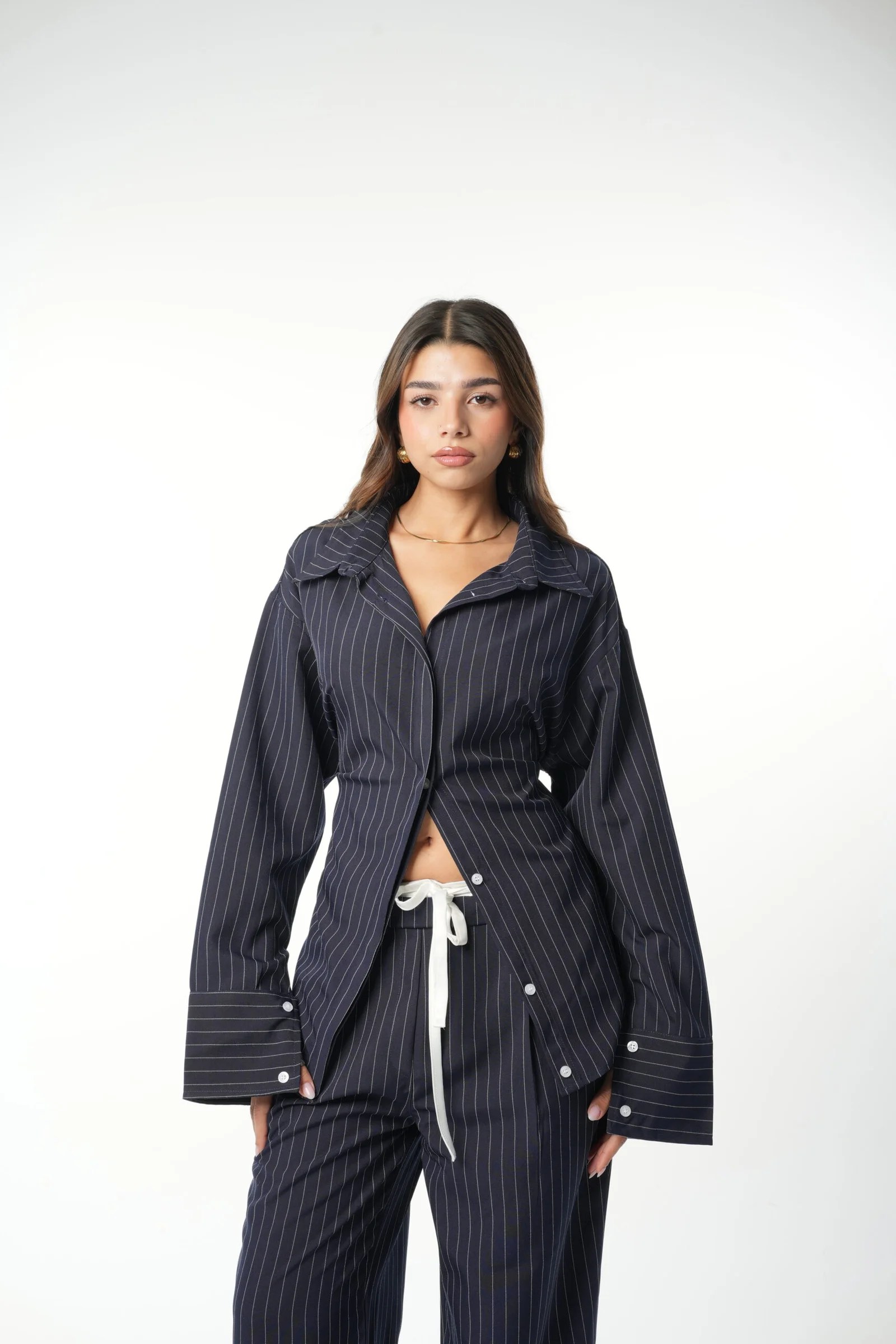 Stripped waisted chemise — view 8