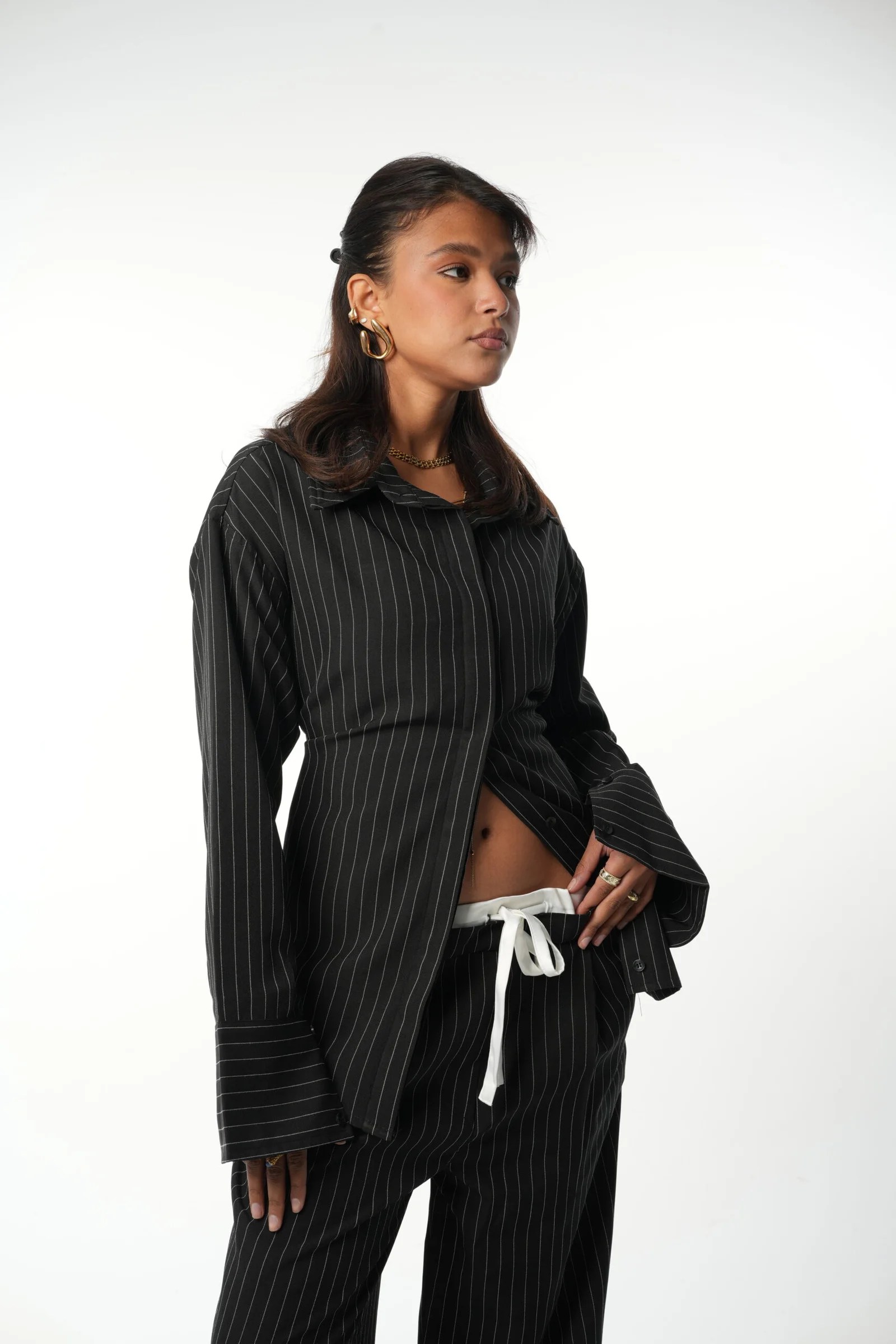 Stripped waisted chemise — view 14