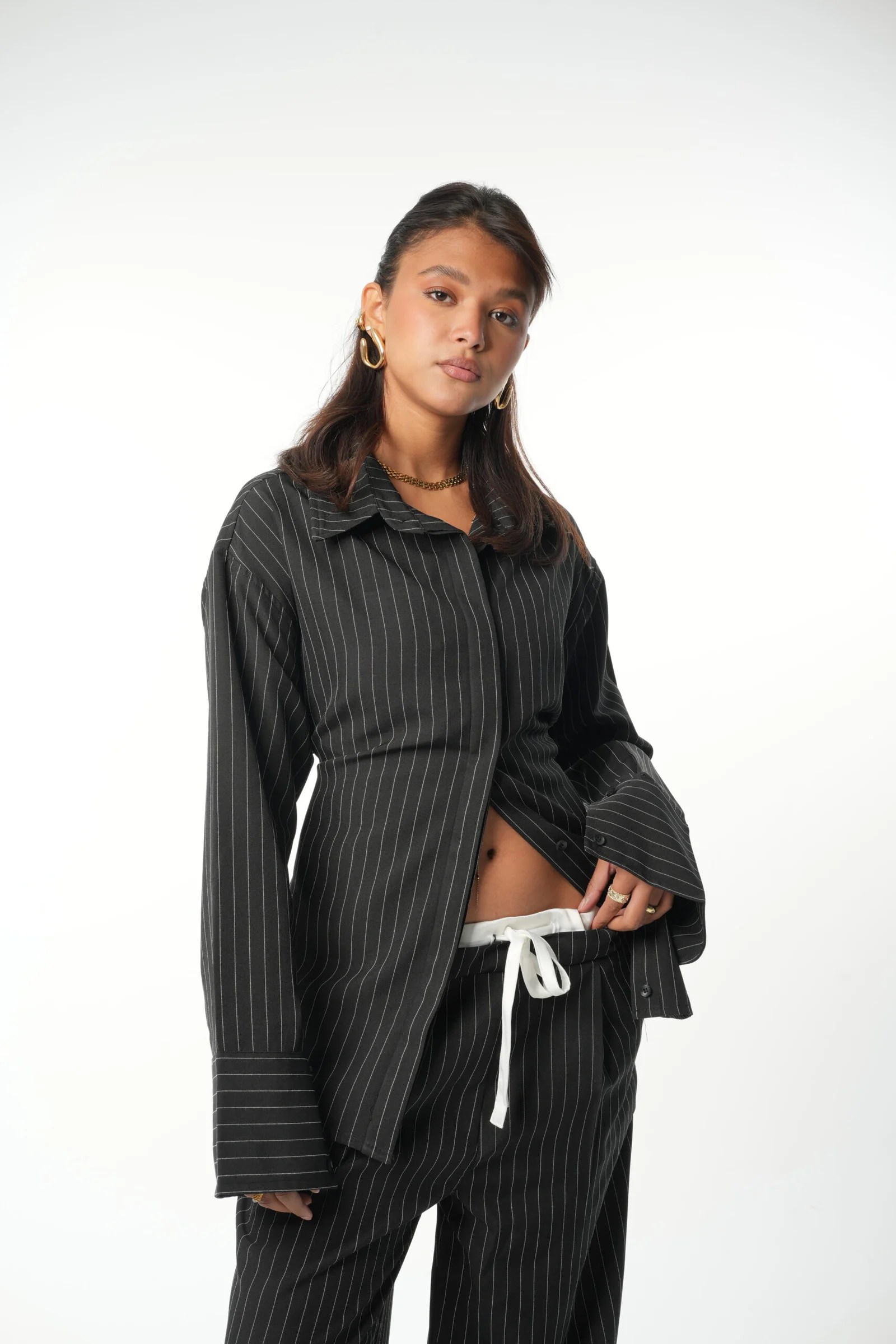 Stripped waisted chemise — view 12