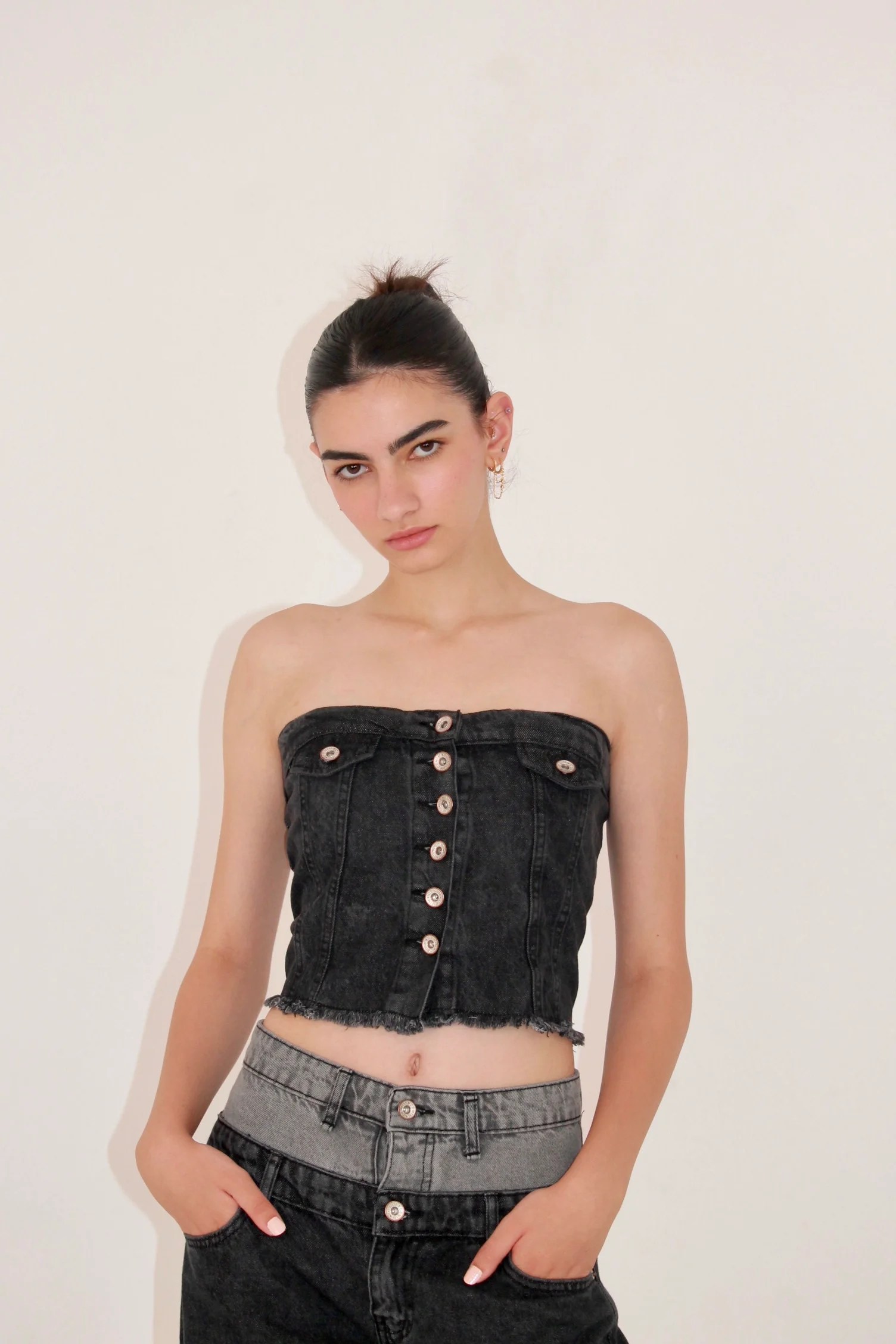 Denim Top Black