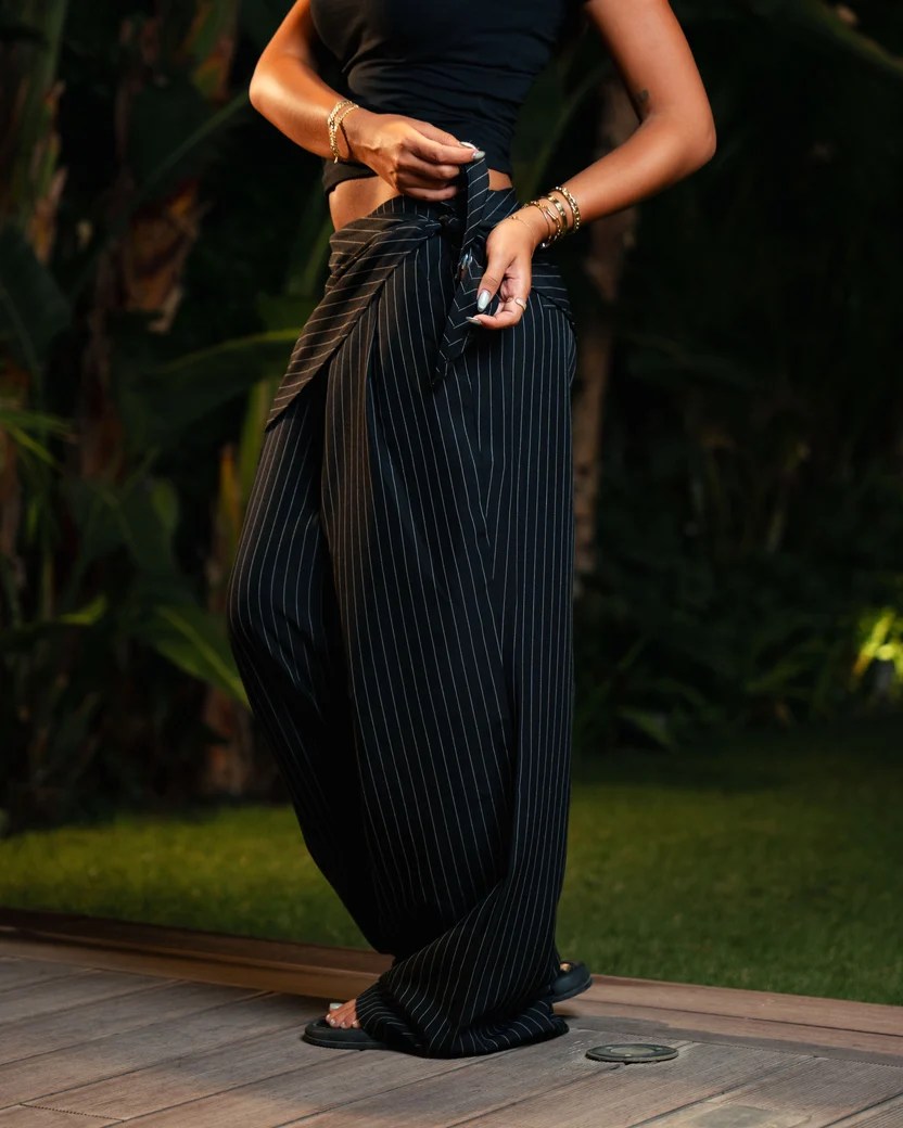 Black Stripped scarf pants — view 5