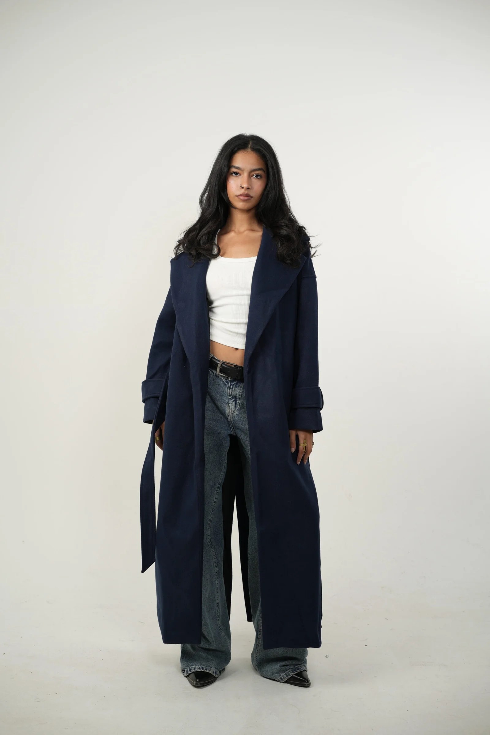 Black Maxi Coat X fur — view 9