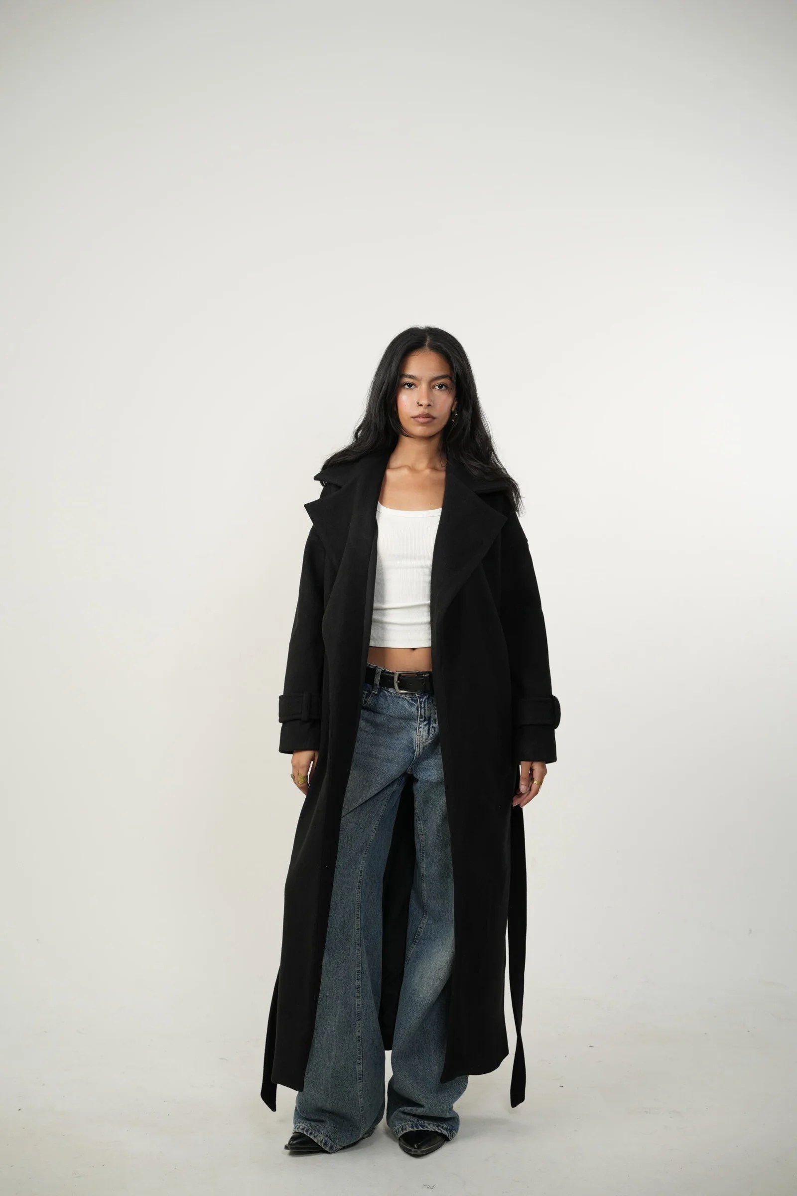 Black Maxi Coat X fur — view 3