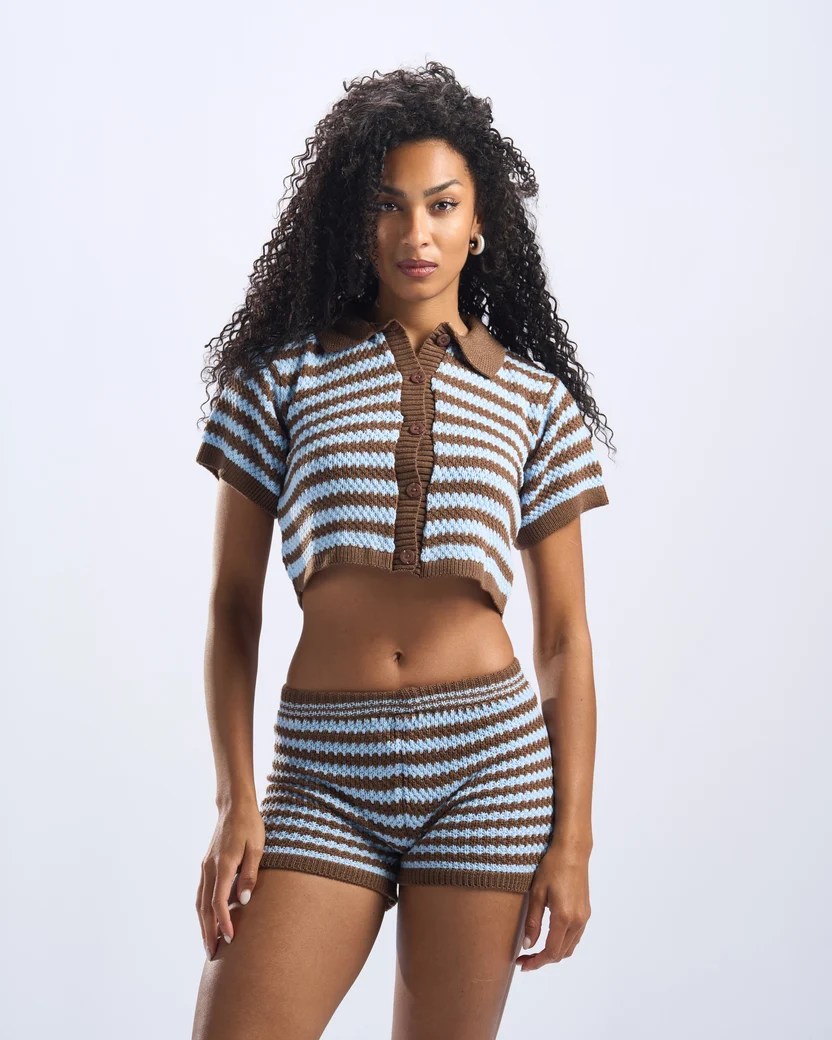 Baby Blue x Brown beach set