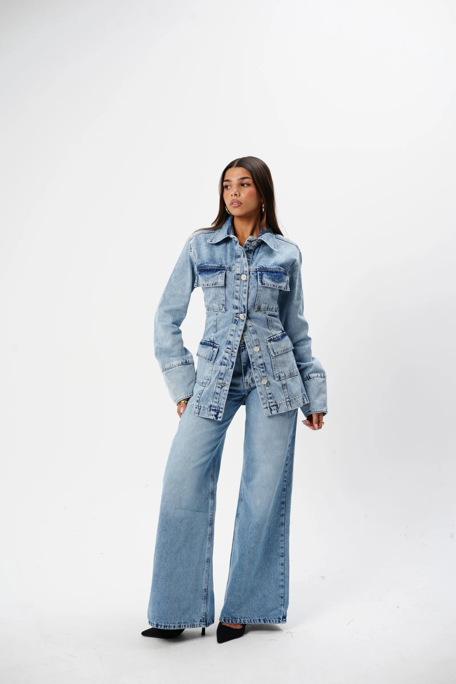 Basic Blue Fitted Jacket — view 4