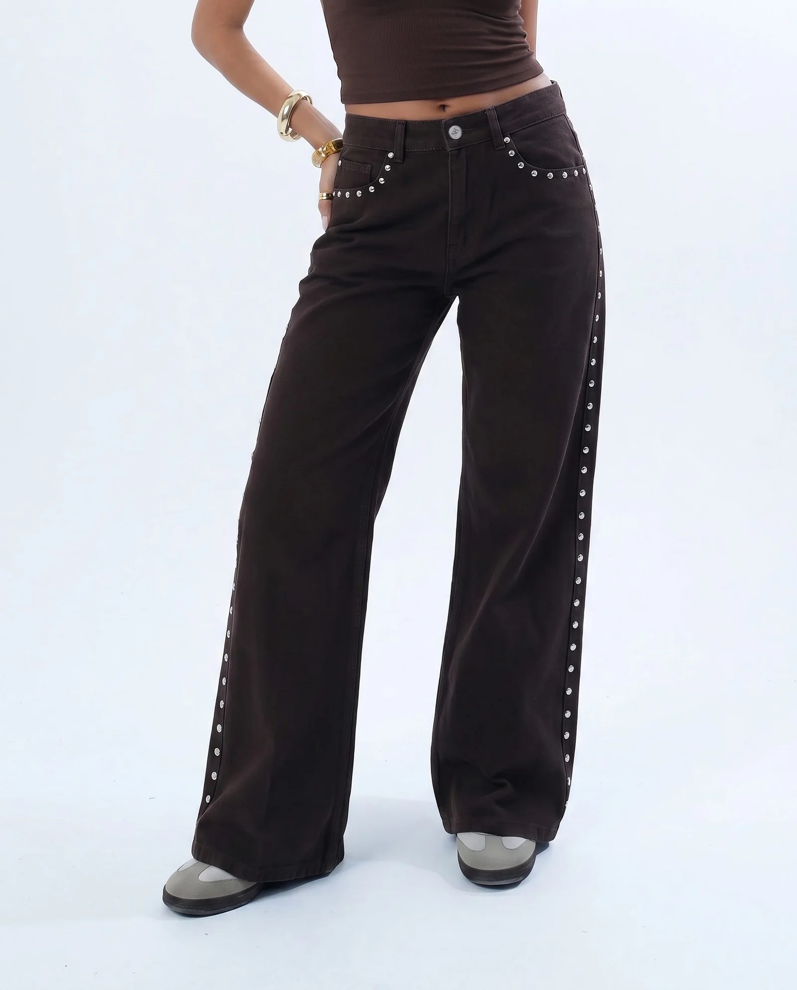 THE Studded  Brown Denim — view 3