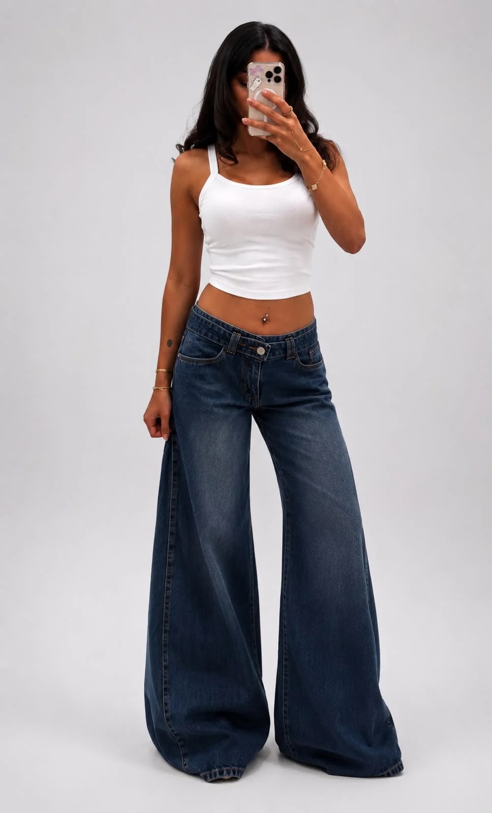 Dark Blue Belted denim — view 3