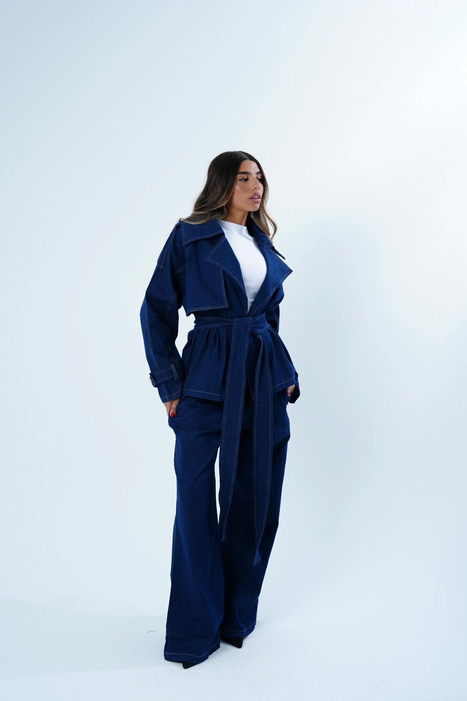 The denim short trench — view 4