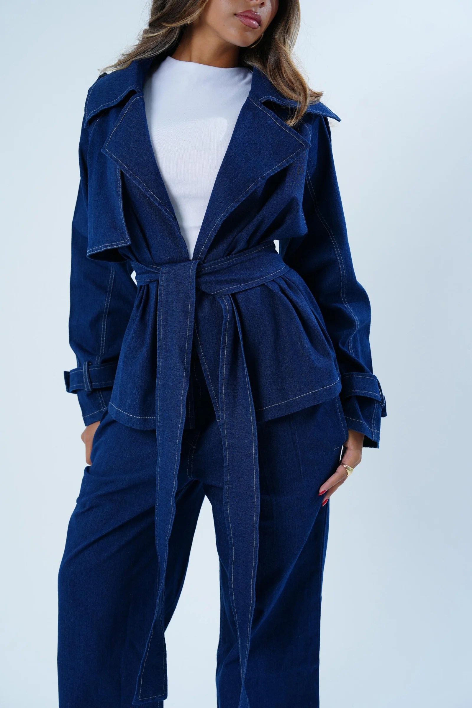 The denim short trench