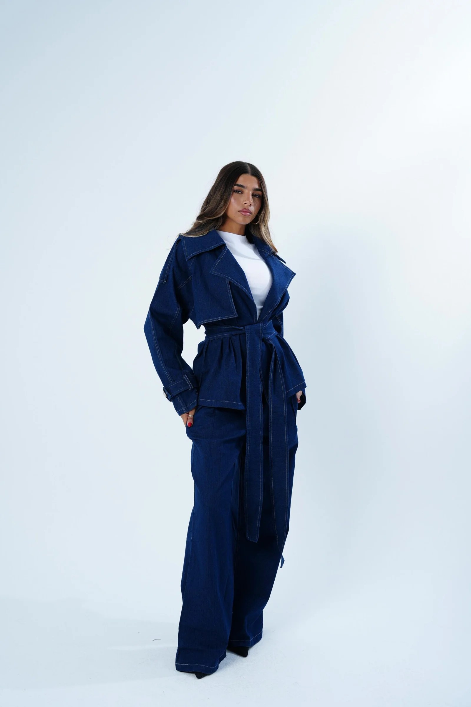 The denim short trench — view 5