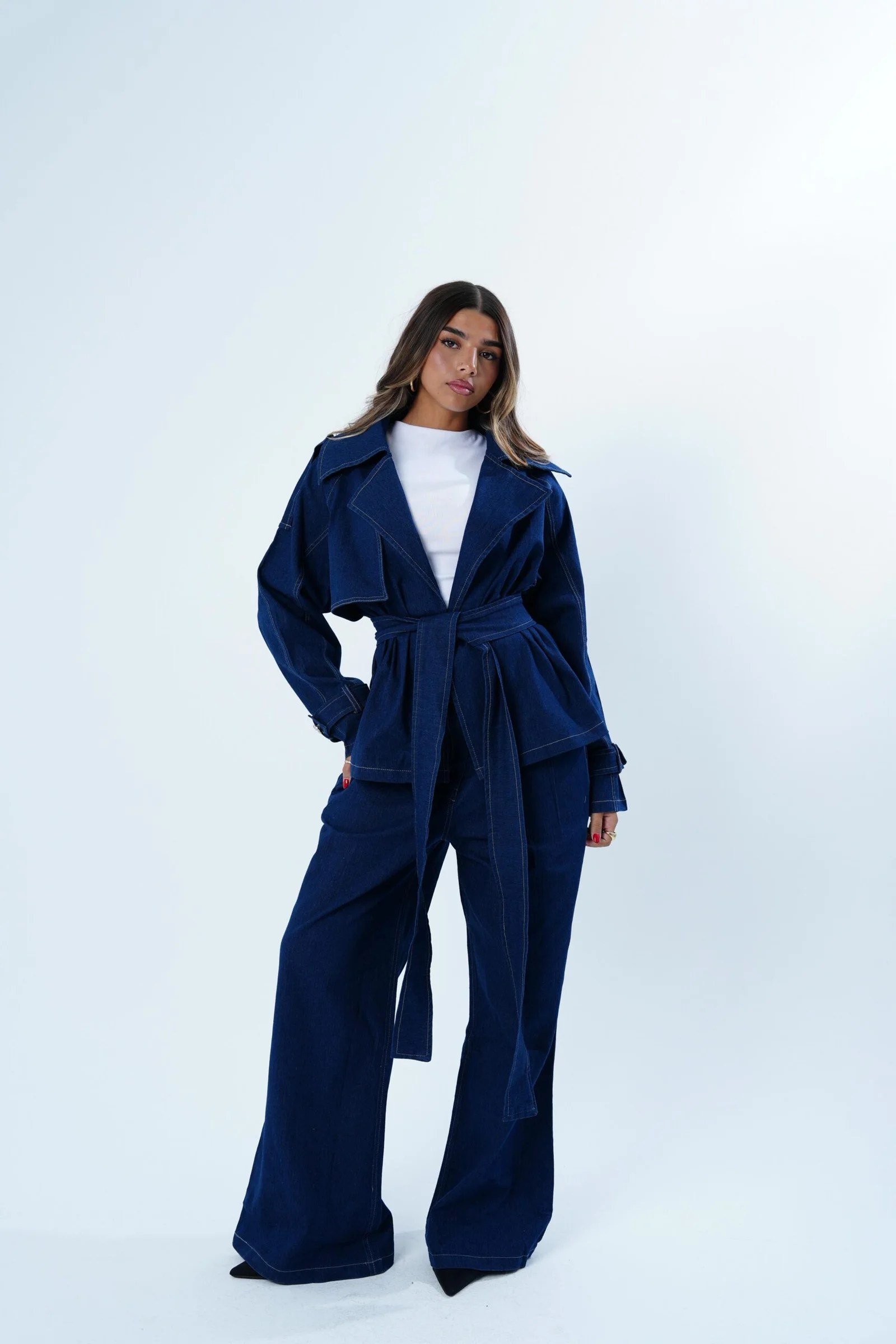 The denim short trench — view 7