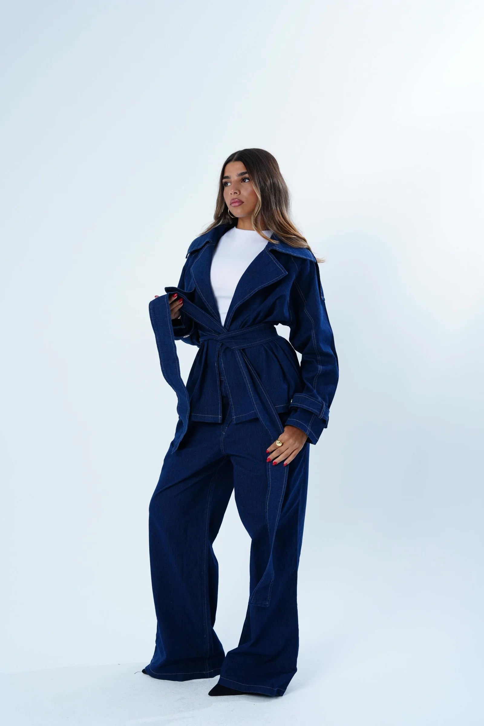 The denim short trench — view 6