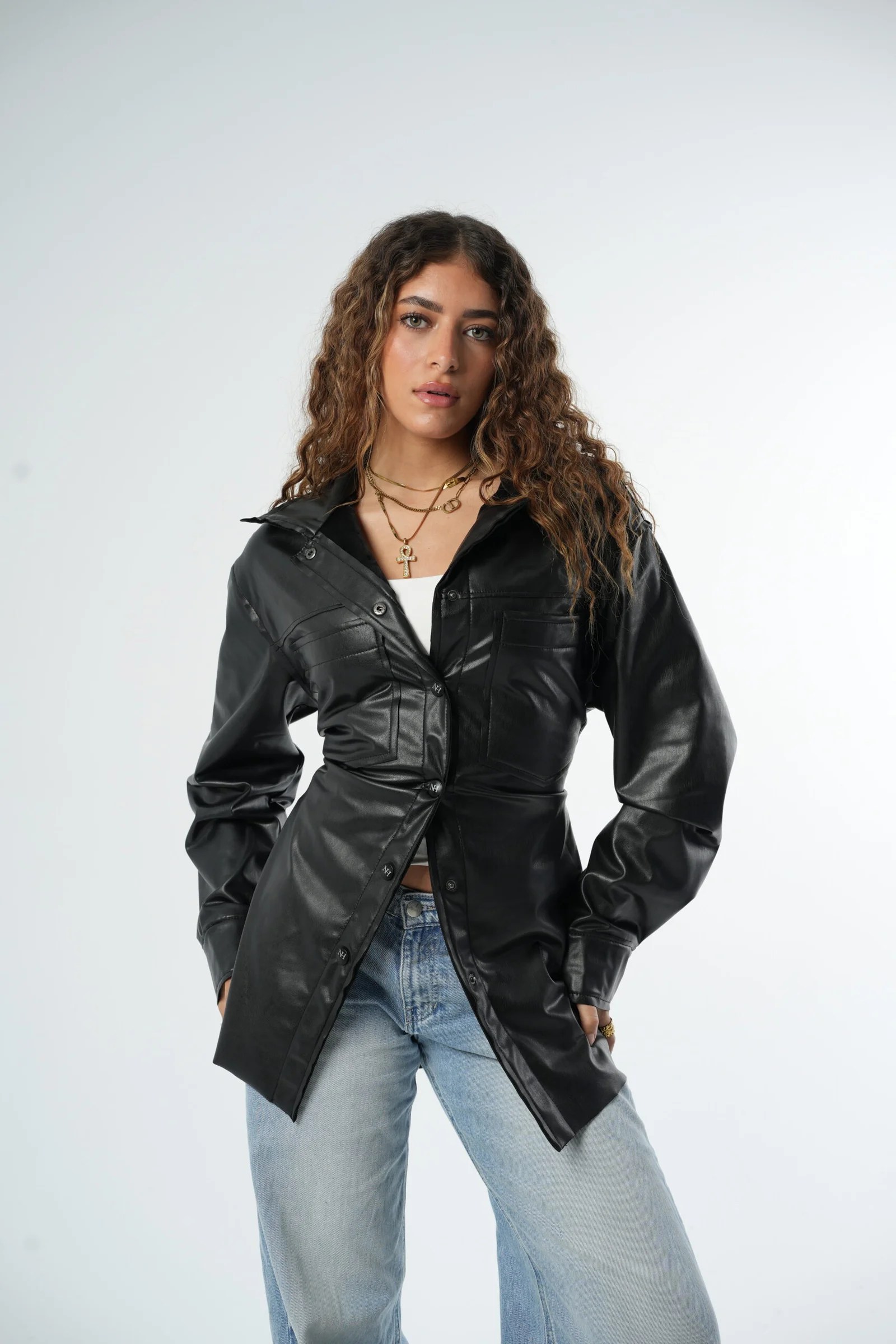 waisted leather chemise — view 7