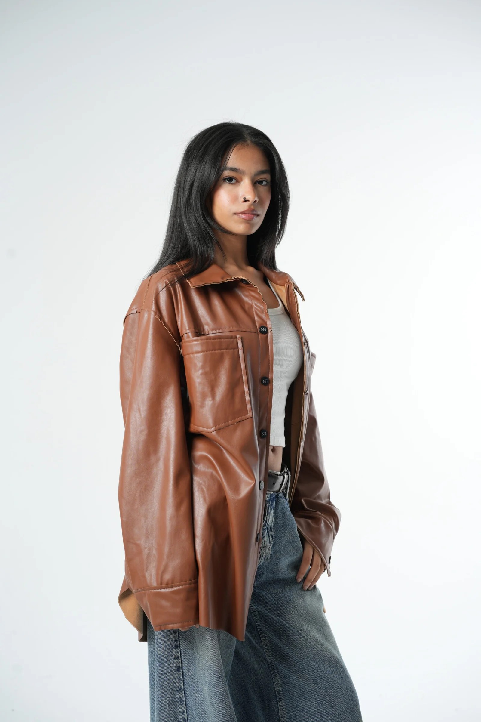 waisted leather chemise — view 4