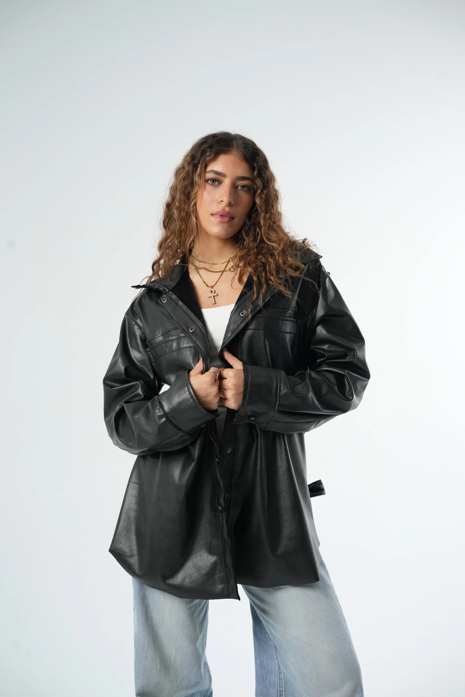waisted leather chemise — view 9
