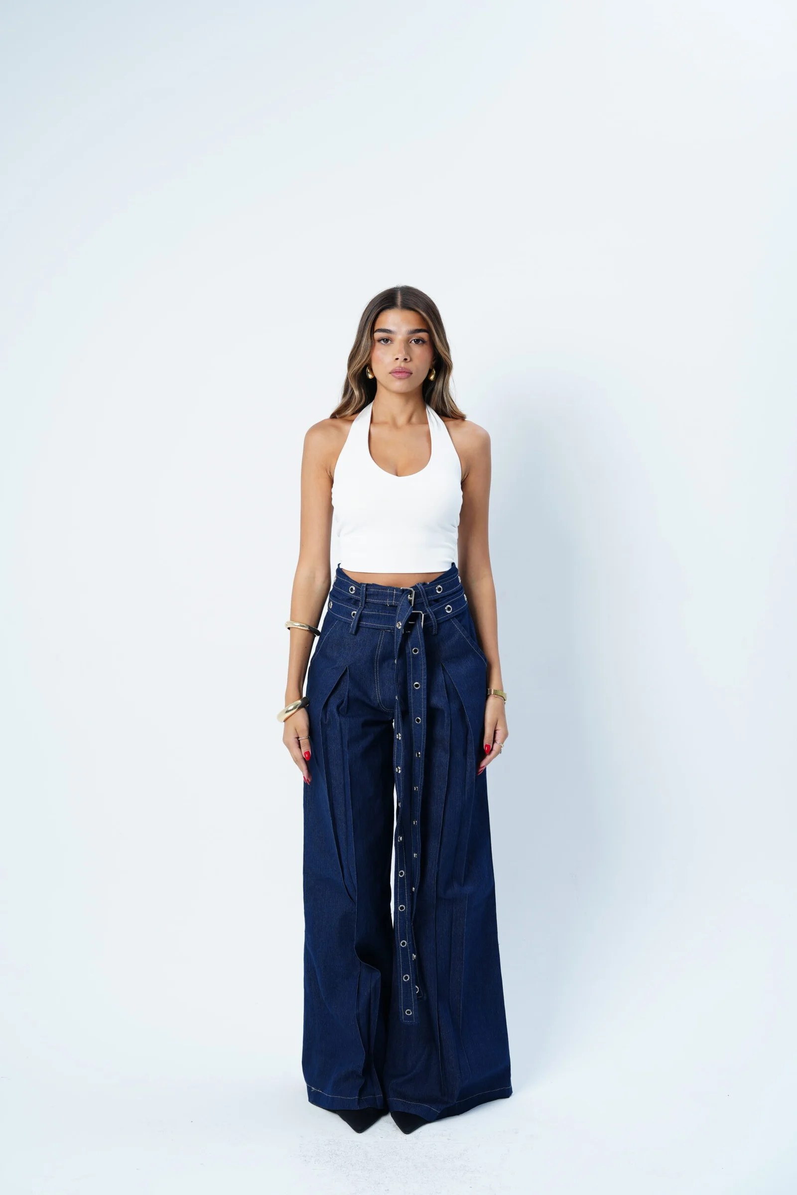 DOUBLE BELTED LIGHT JEANS