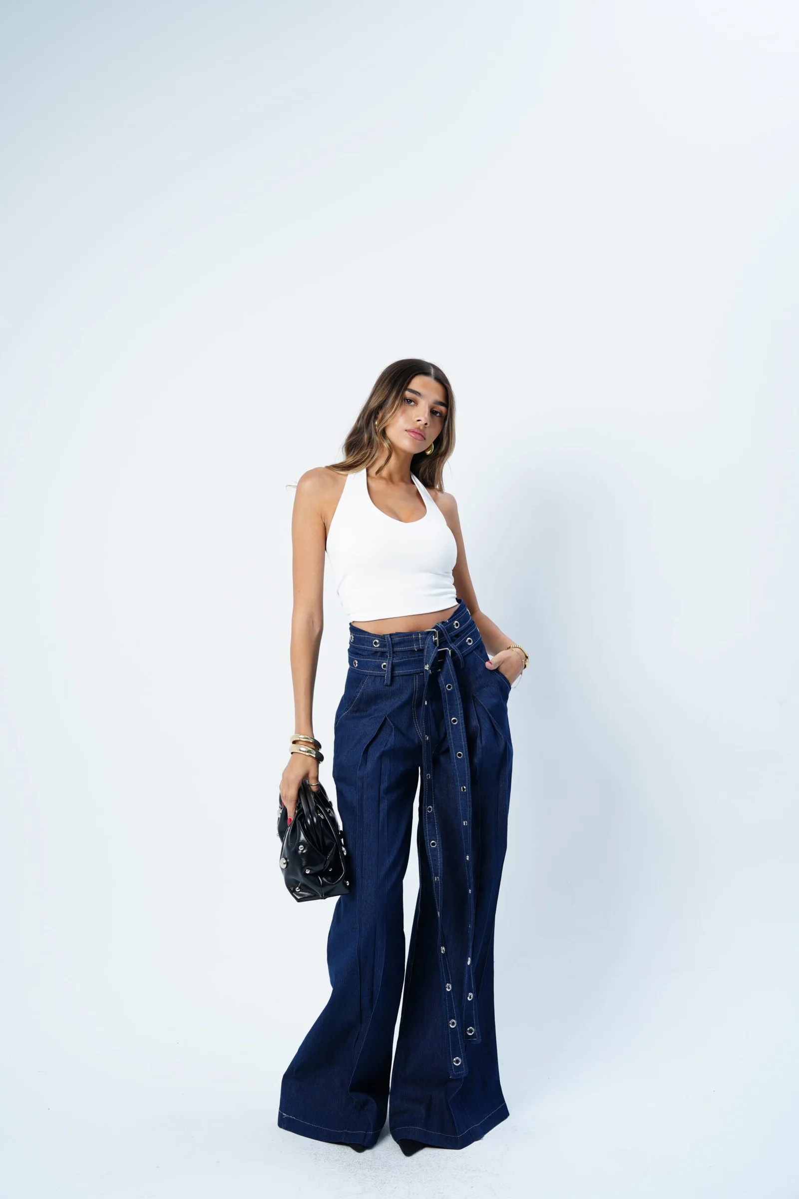 DOUBLE BELTED LIGHT JEANS — view 7