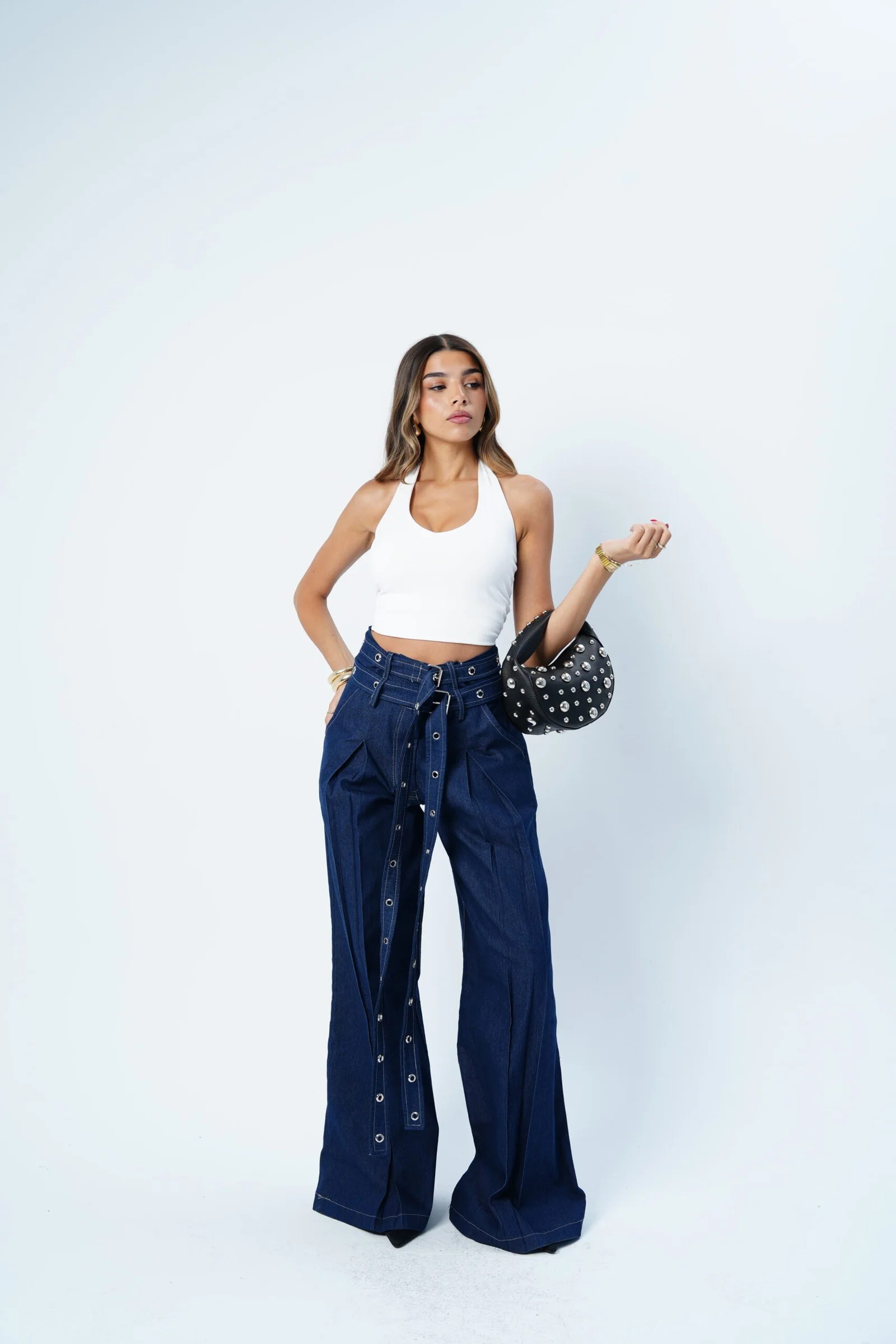 DOUBLE BELTED LIGHT JEANS — view 4