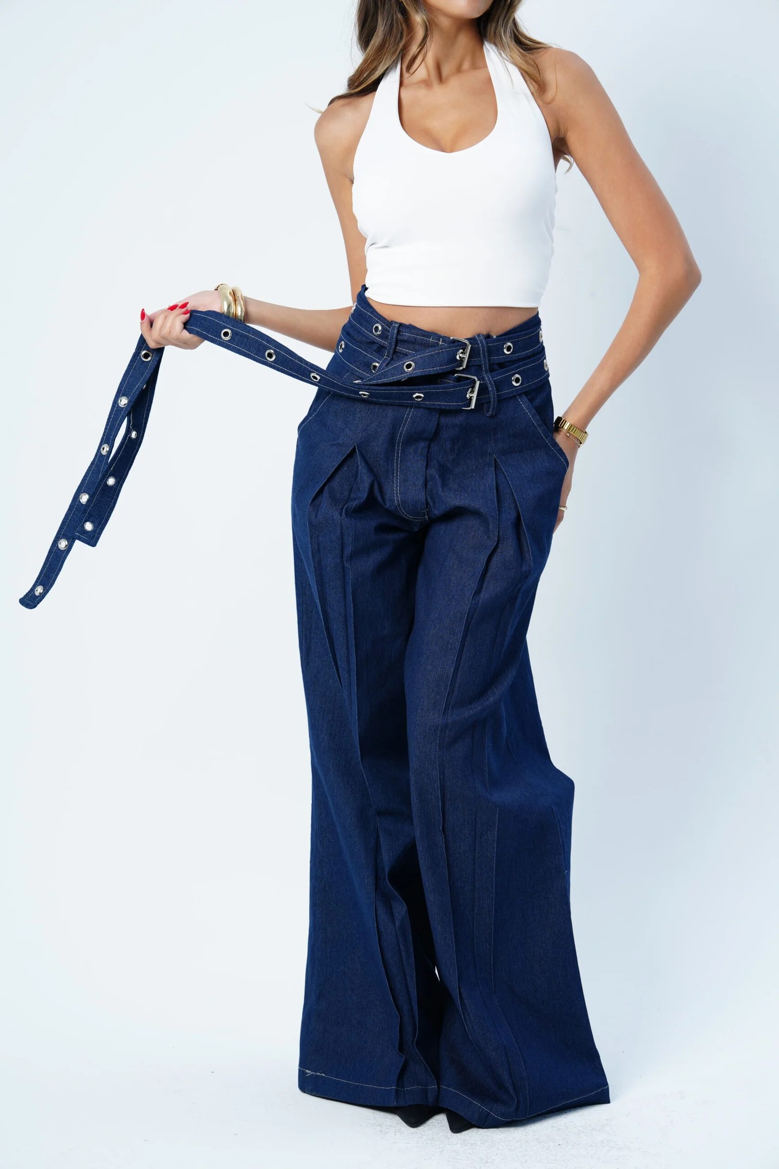 DOUBLE BELTED LIGHT JEANS — view 11