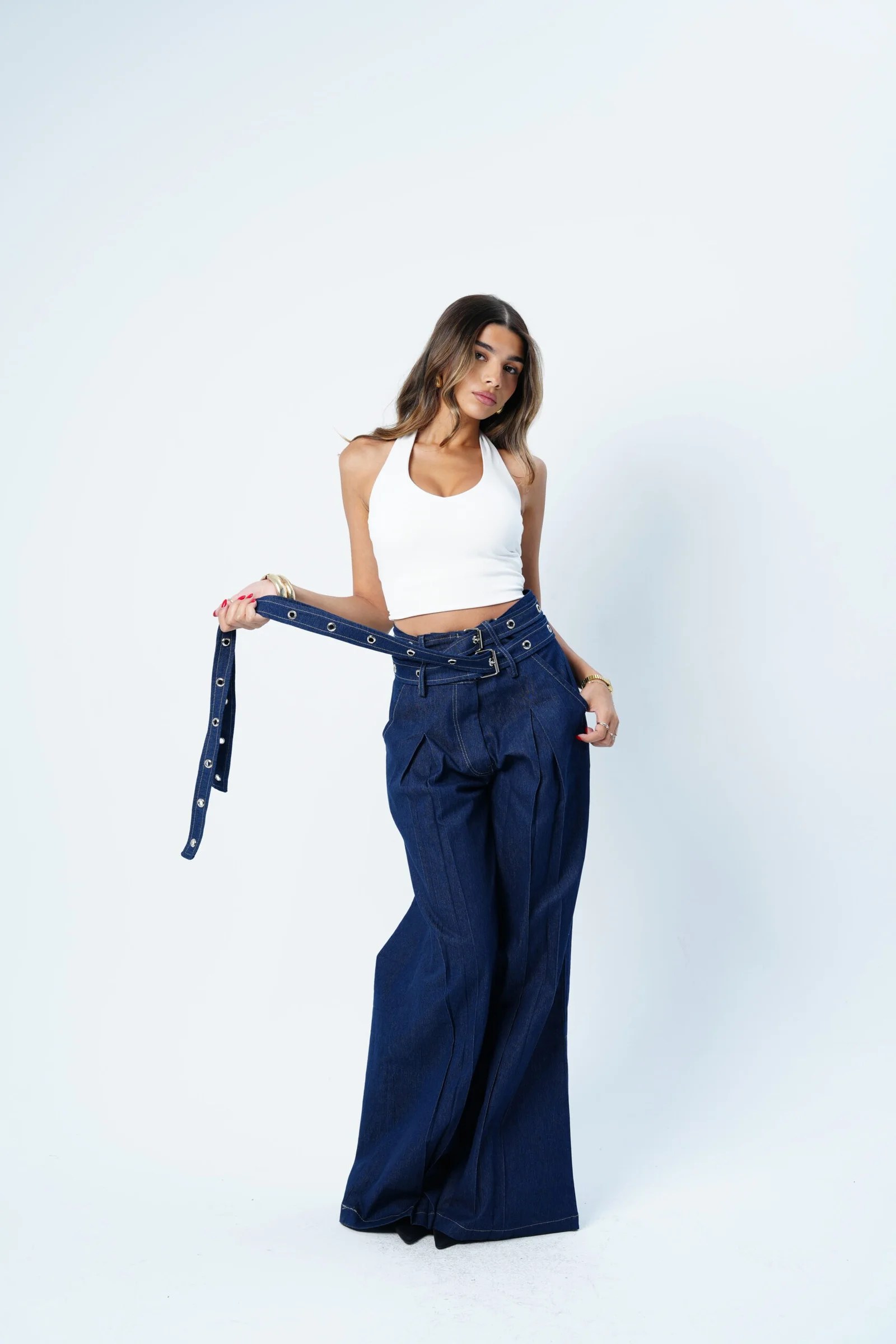 DOUBLE BELTED LIGHT JEANS — view 6