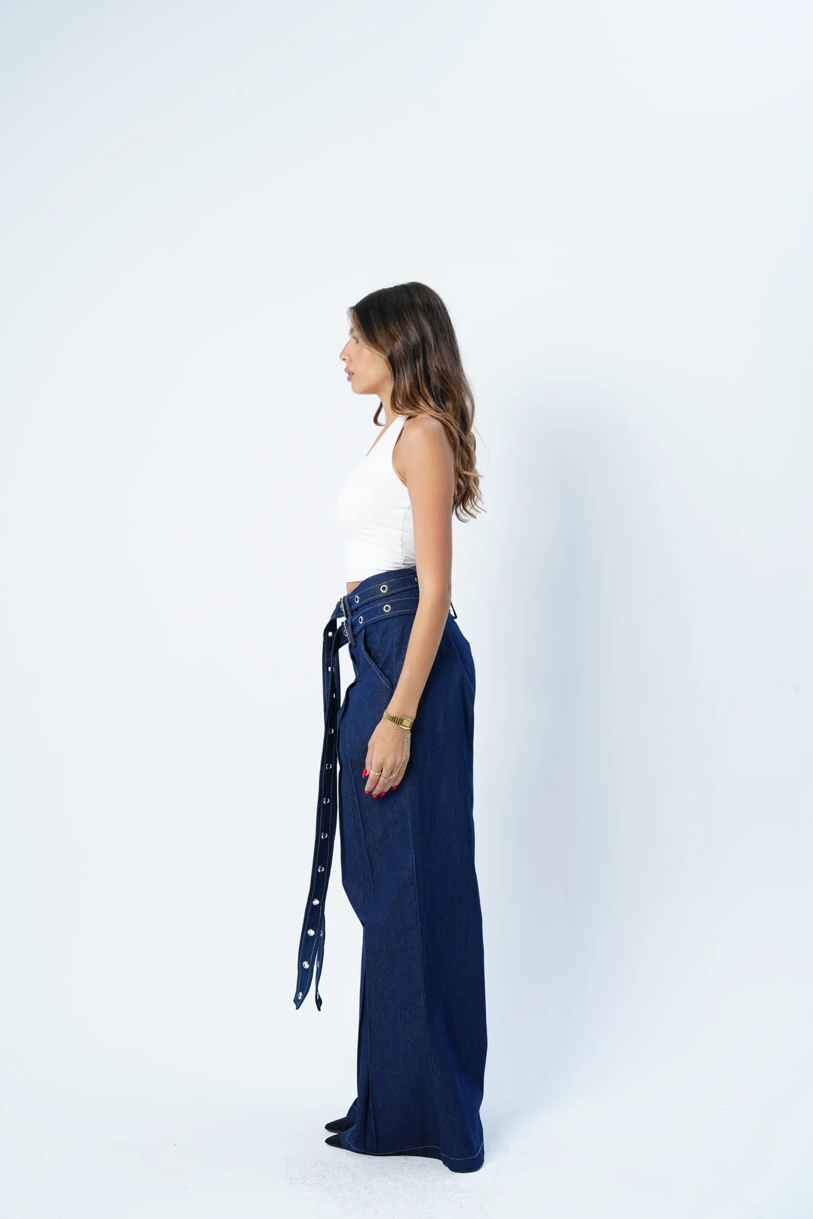DOUBLE BELTED LIGHT JEANS — view 5