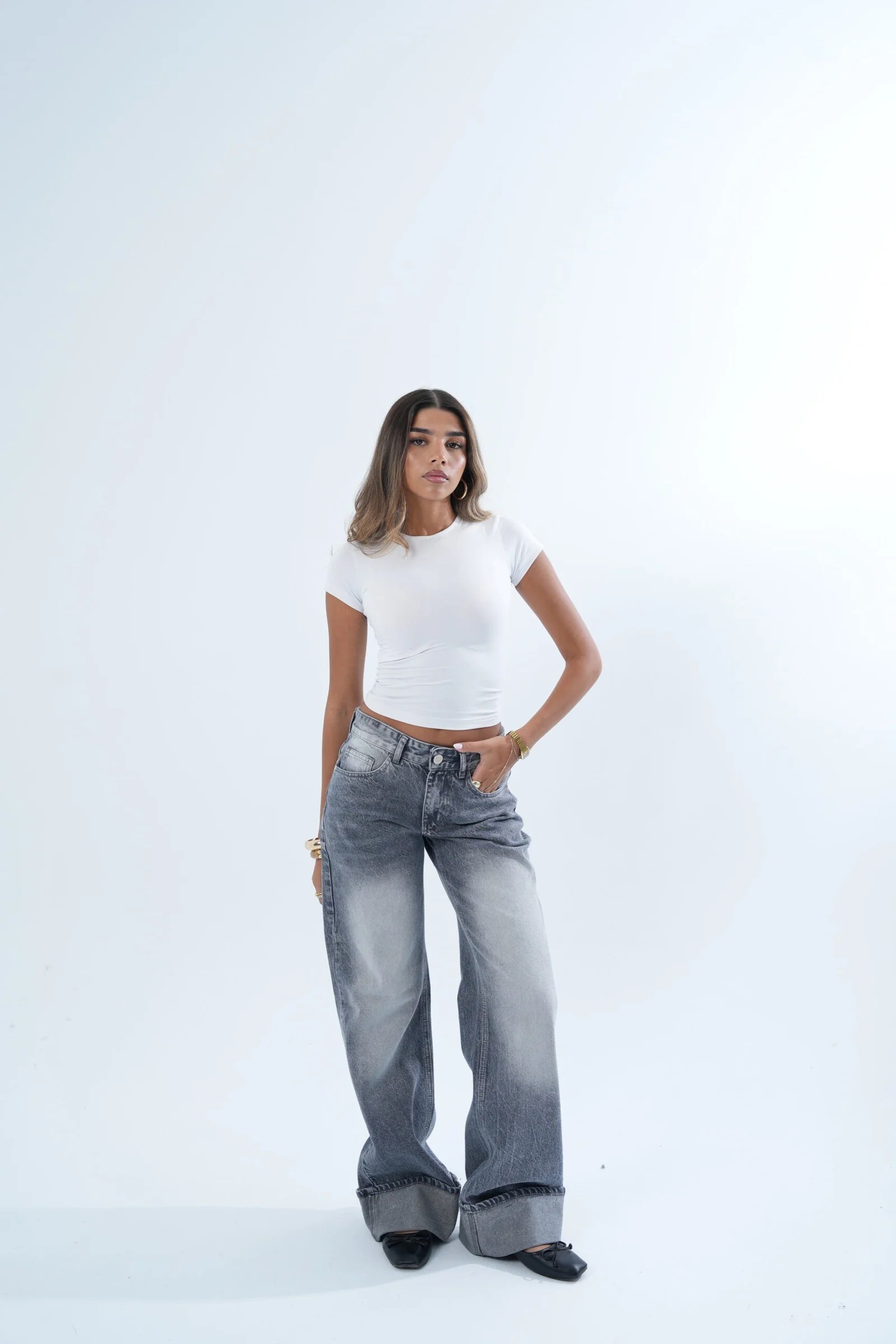 Washed Grey FOLDED DENIM — view 4