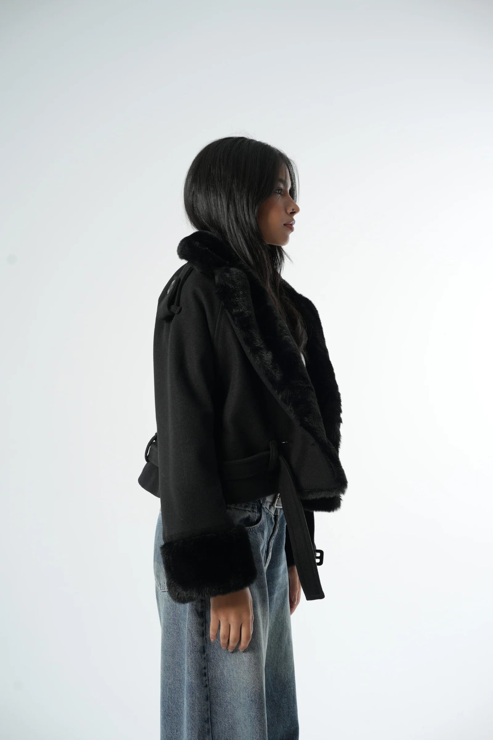 Black Fur Short Coat — view 5