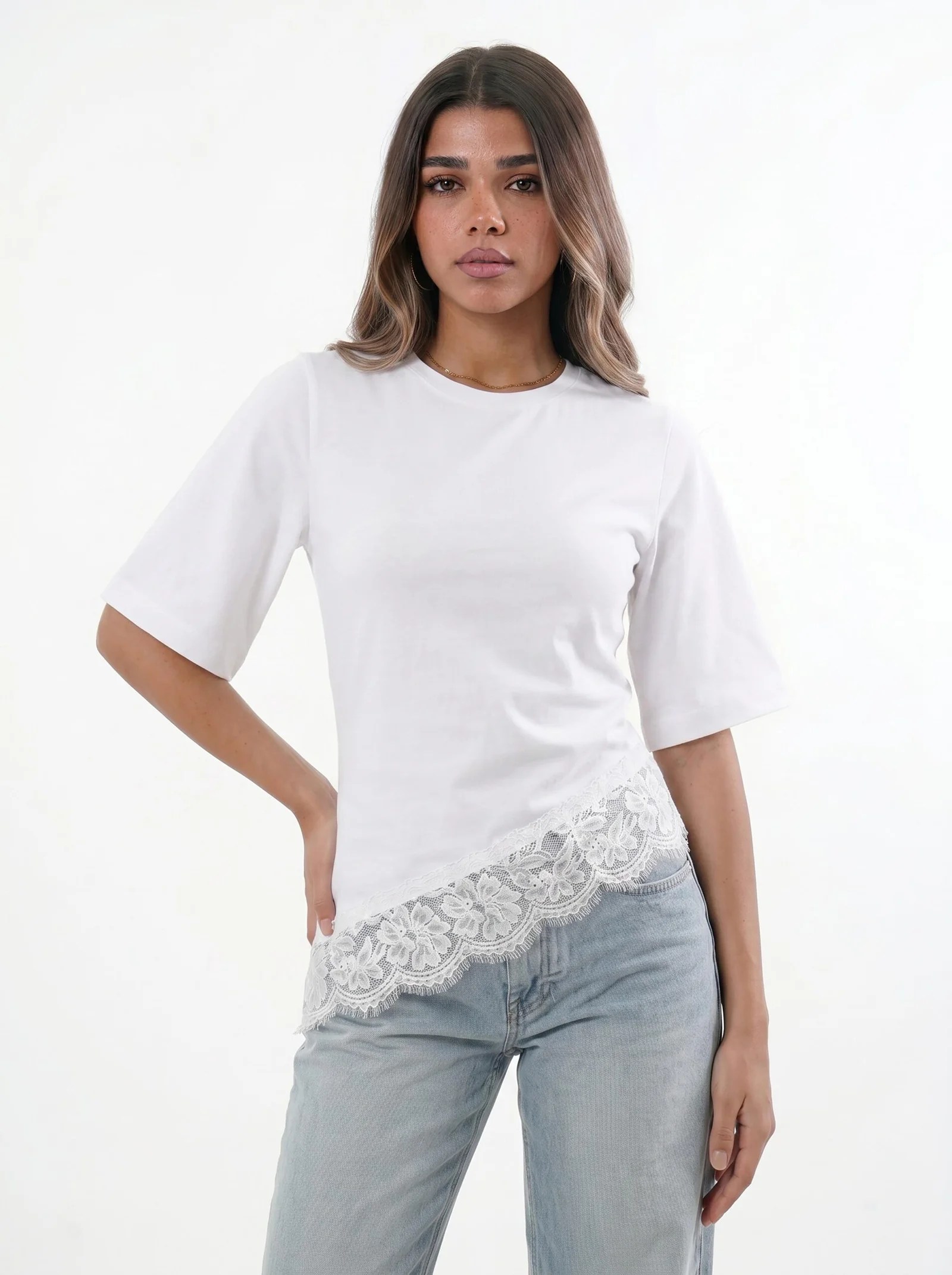 White LACE SHIRT Short Sleeve