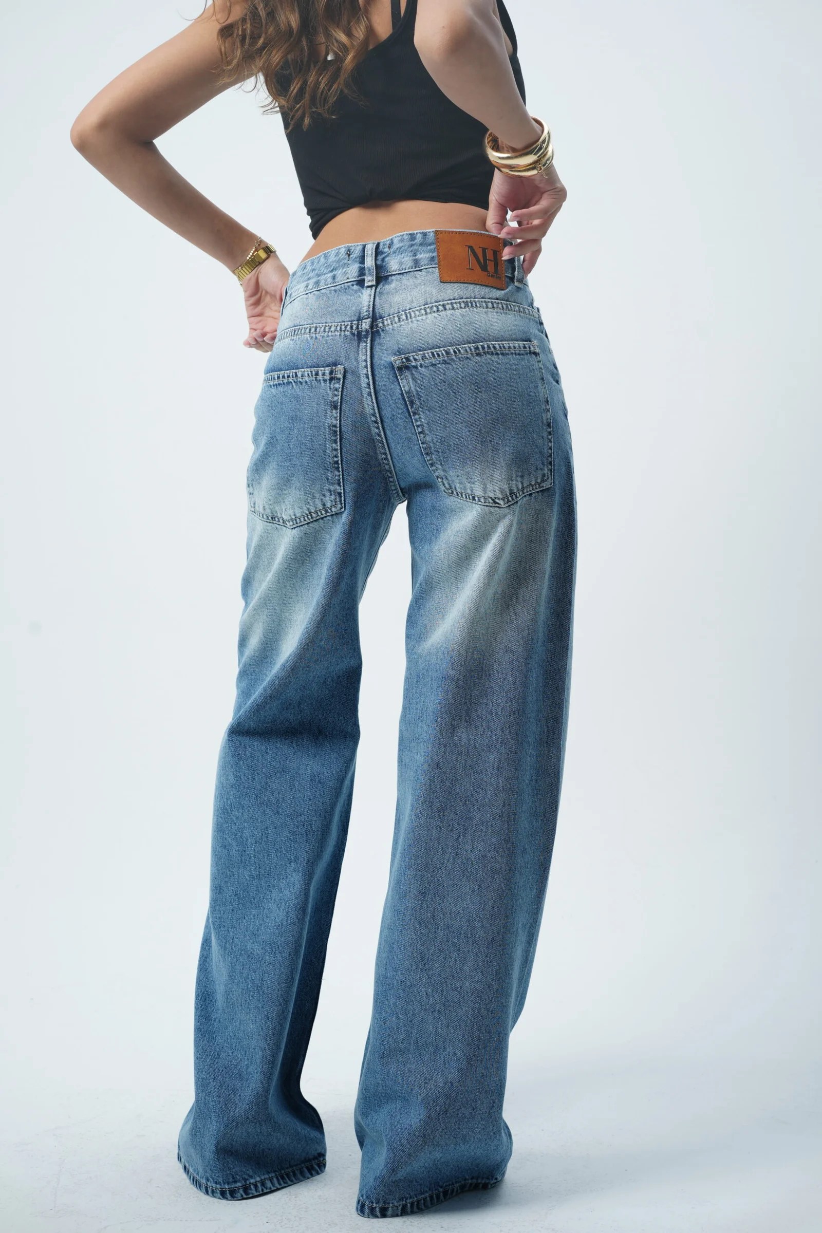 Light Blue MID-RISE wide leg — view 3