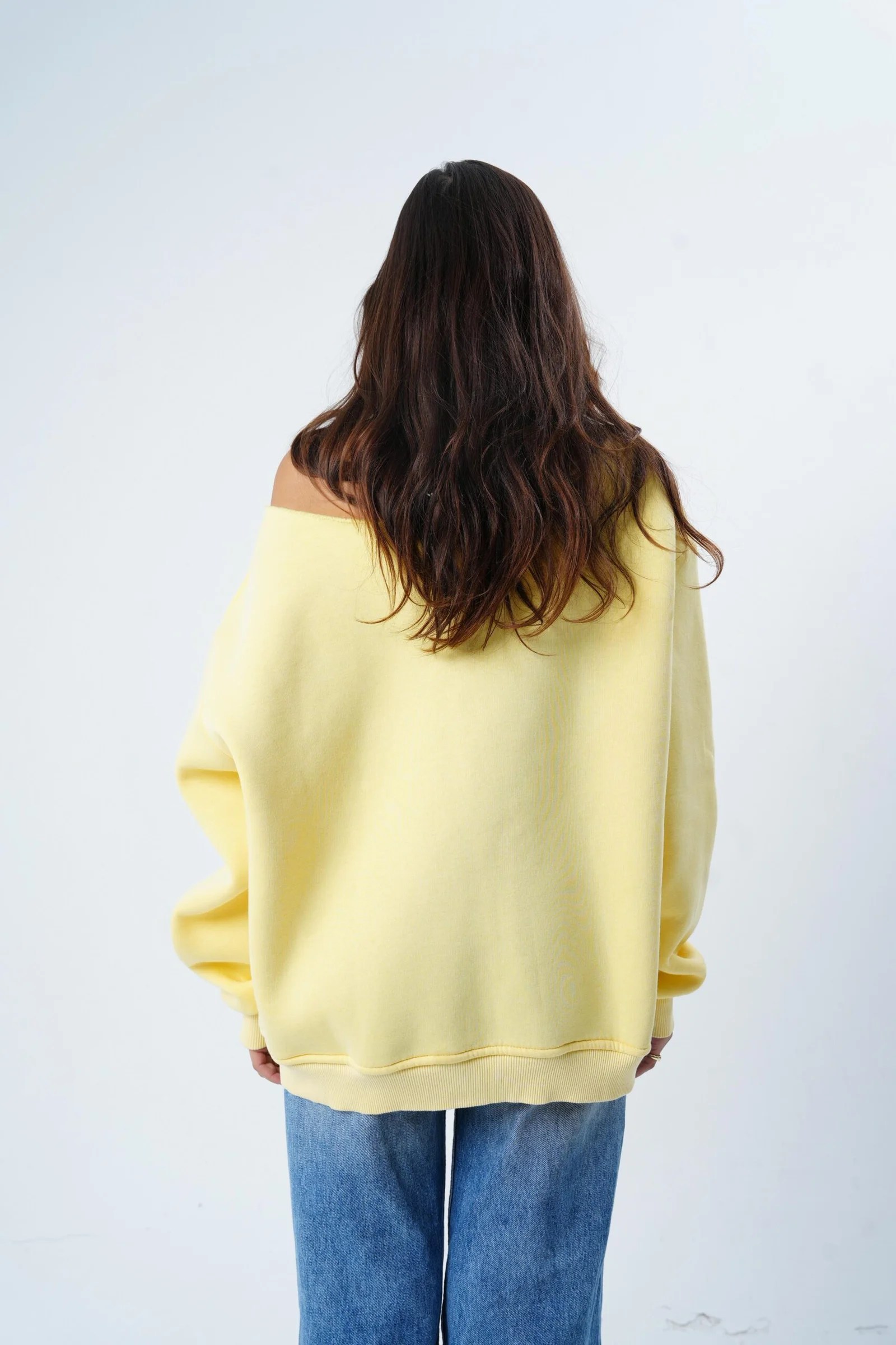 Yellow off shoulder hoodie — view 4