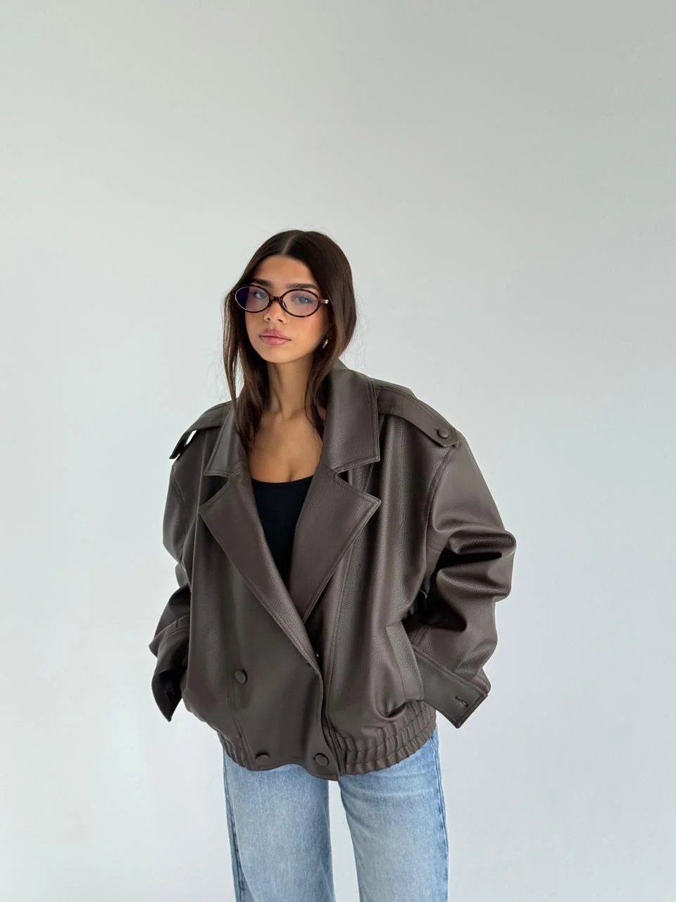Brown LEATHER AND FUR JACKET — view 7