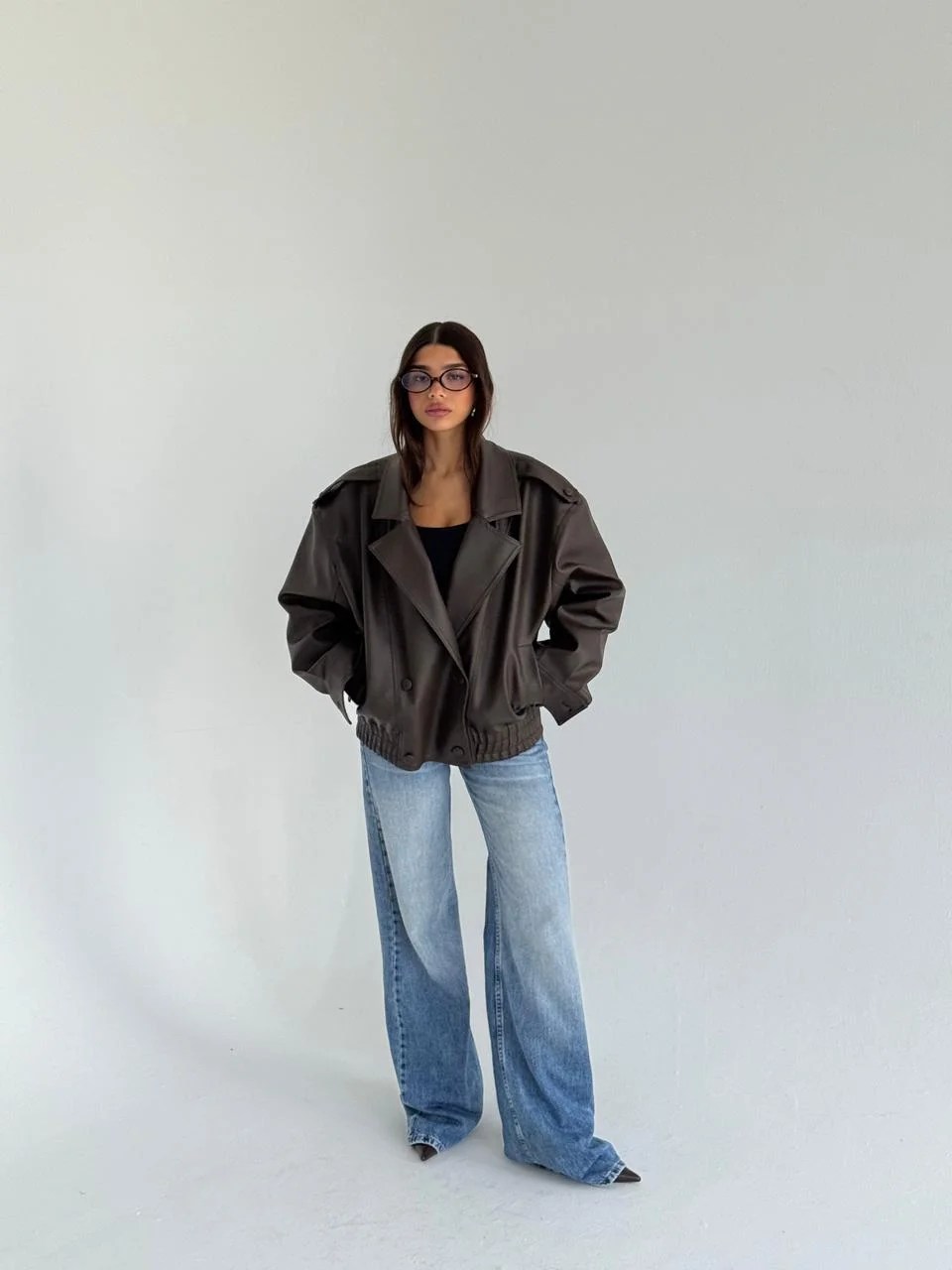 Brown LEATHER AND FUR JACKET — view 9